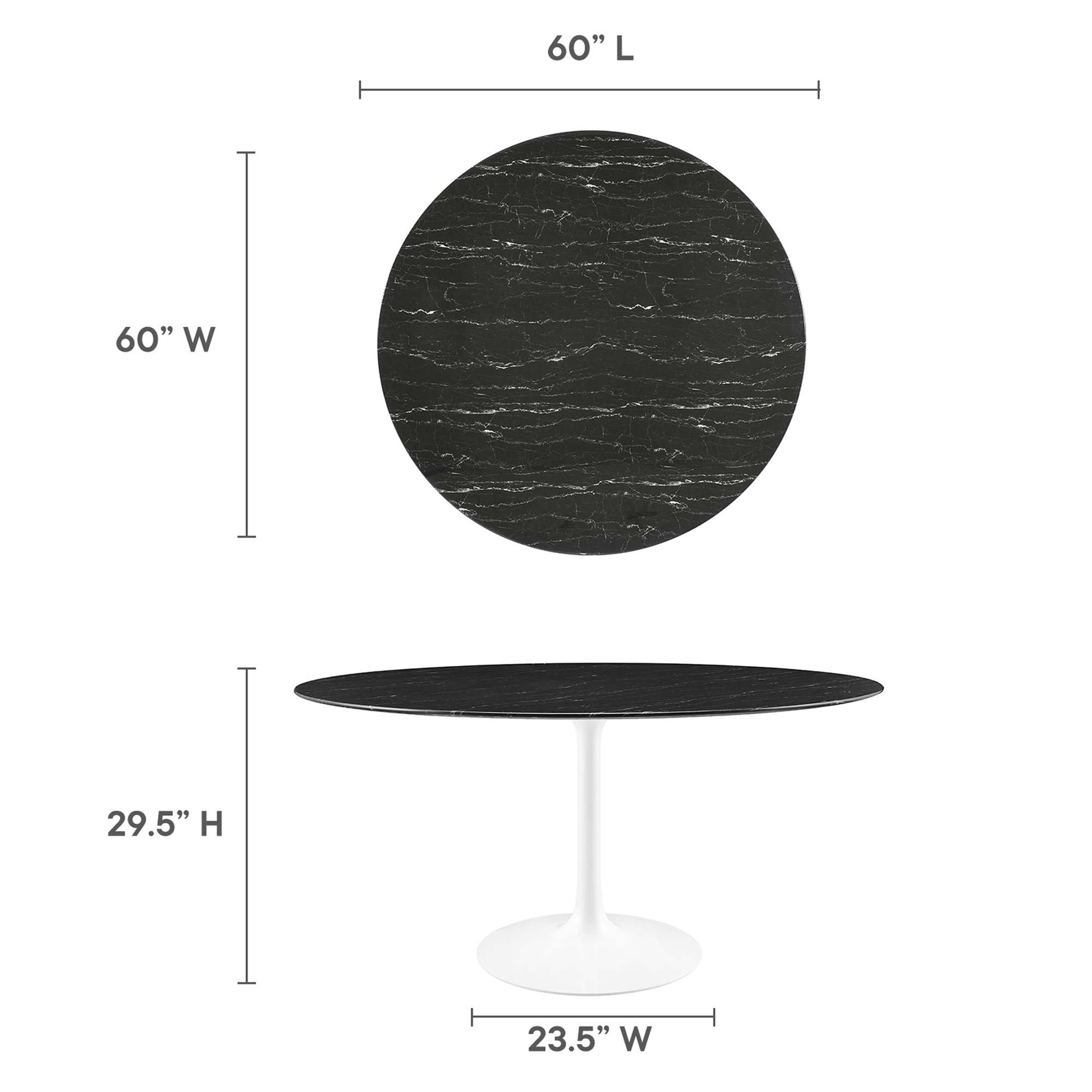 Lippa 60" Round Faux Marble Dining Table