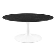 Lippa Round Artificial Marble Coffee Table - White Black