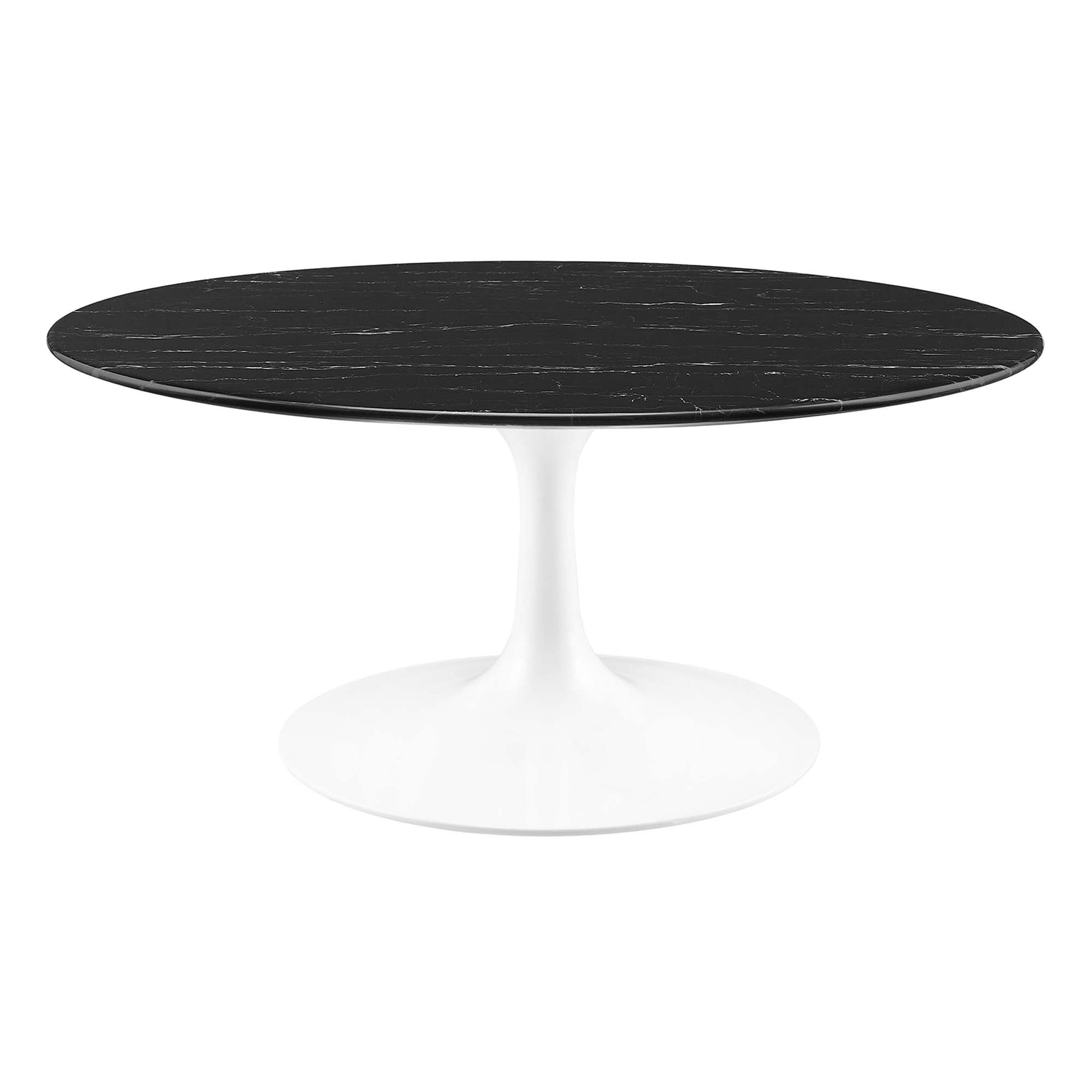 Lippa Round Artificial Marble Coffee Table - White Black