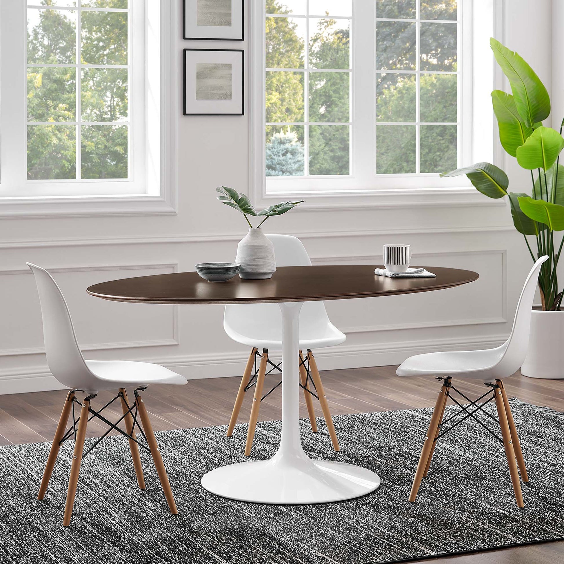 Lippa 60" Oval Cherry Walnut Wood Dining Table