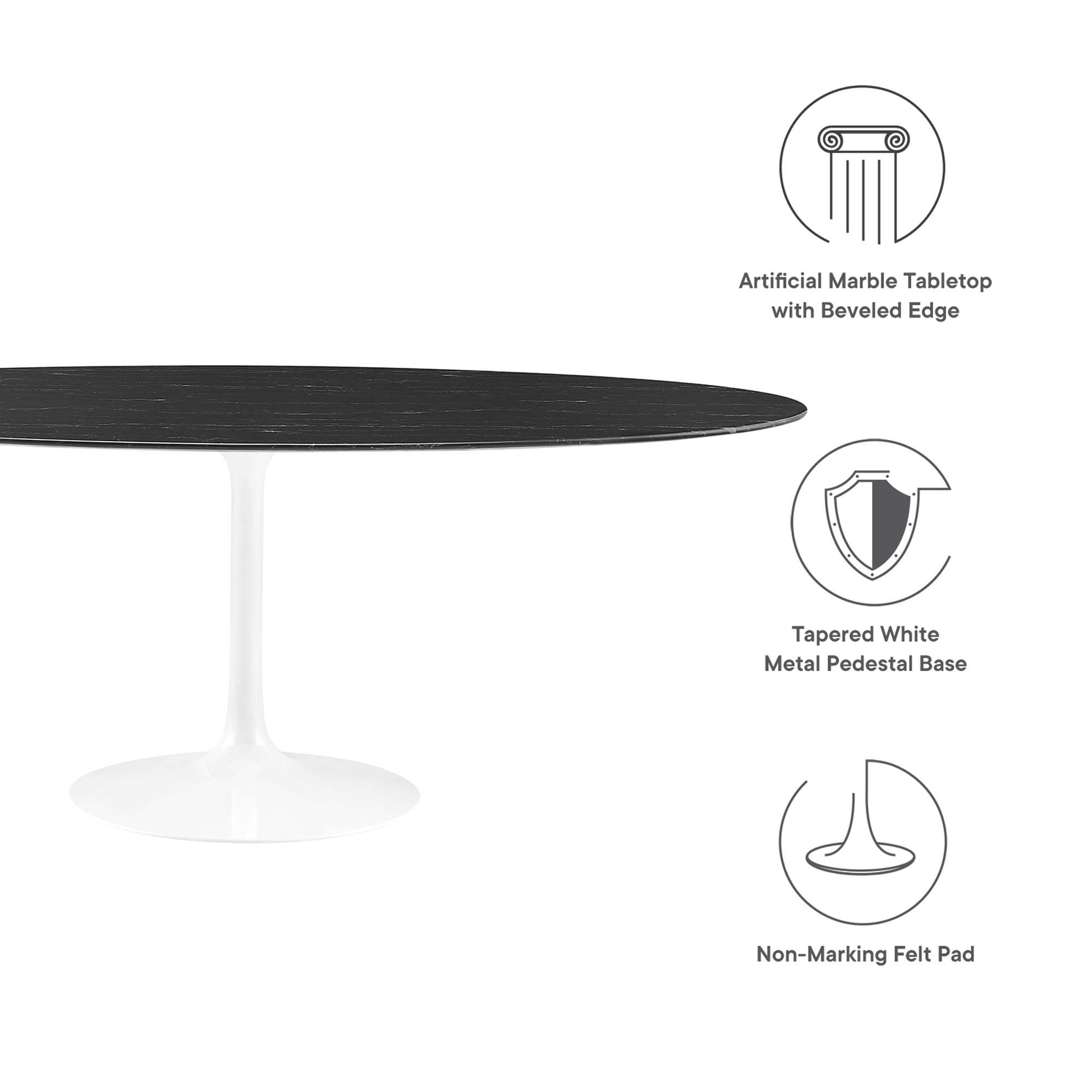 Lippa 78" Oval Faux Marble Dining Table