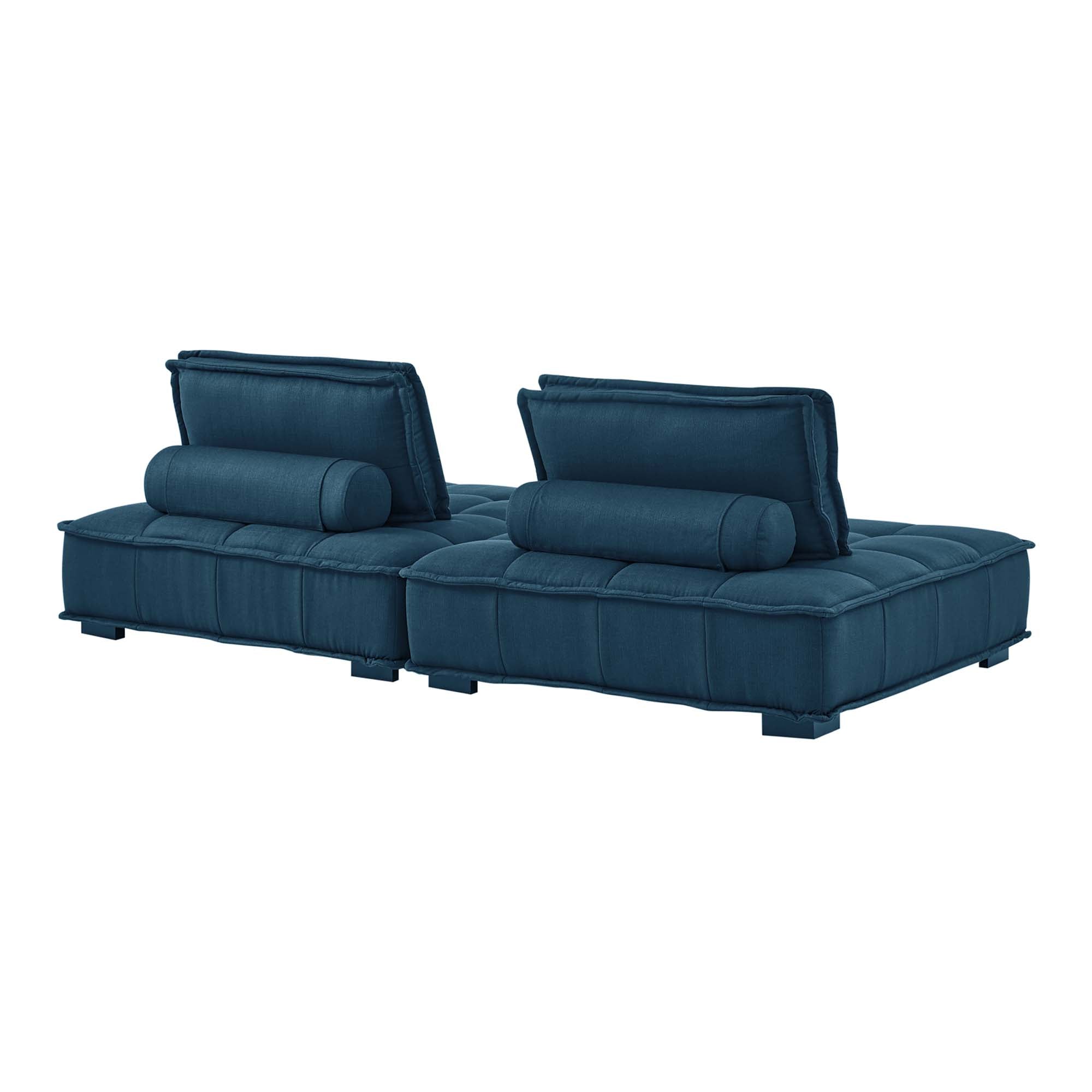 Saunter 2-Piece Tufted Fabric Fabric Loveseat - White