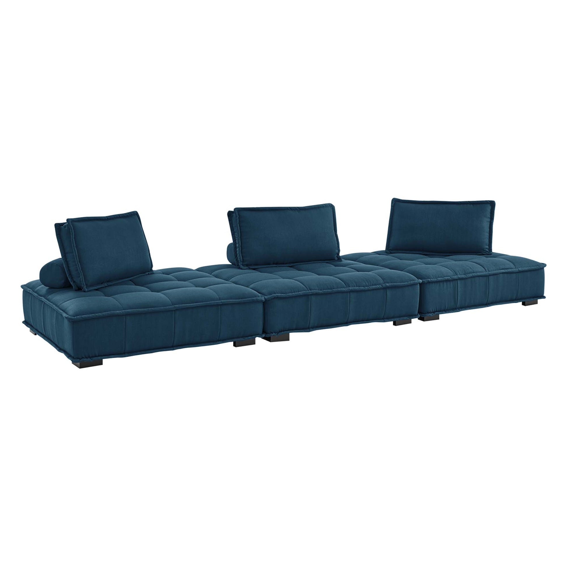 Saunter 3-Piece Tufted Fabric Fabric Sofa - Azure