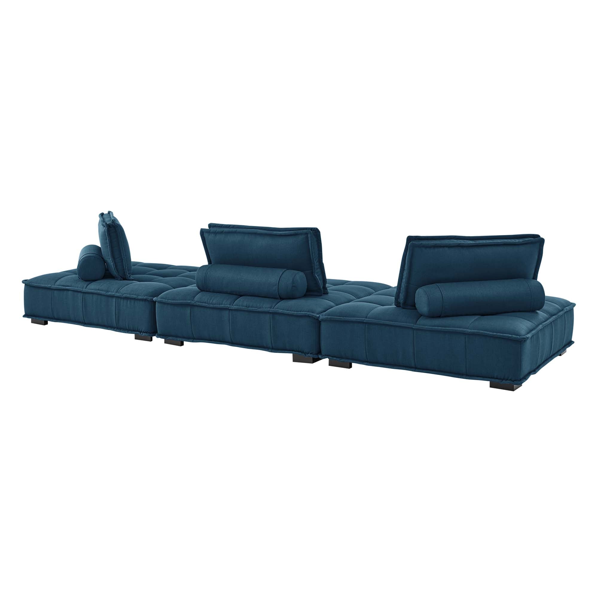 Saunter 3-Piece Tufted Fabric Fabric Sofa - White