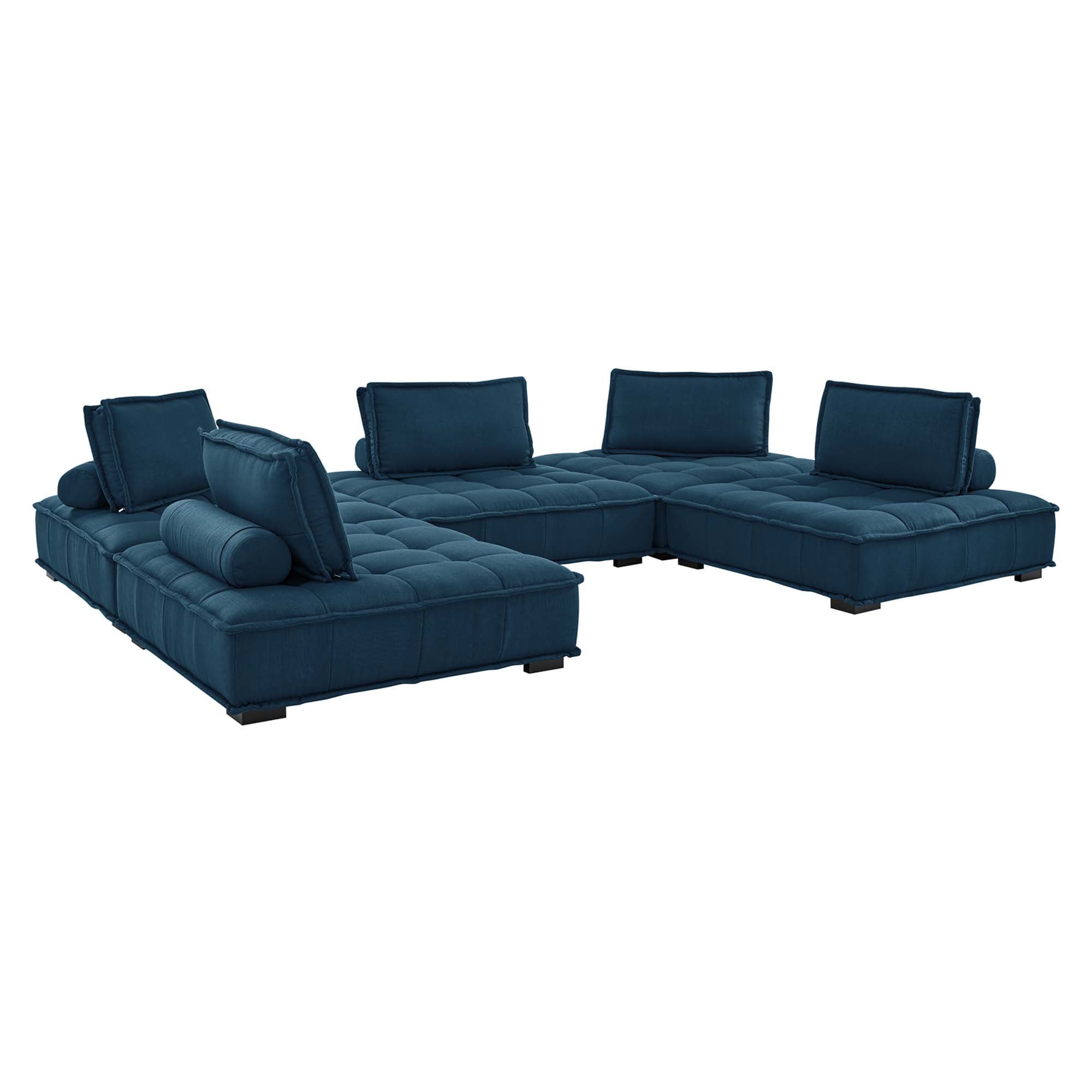 Saunter 5-Piece Tufted Fabric Fabric Sectional Sofa - Azure