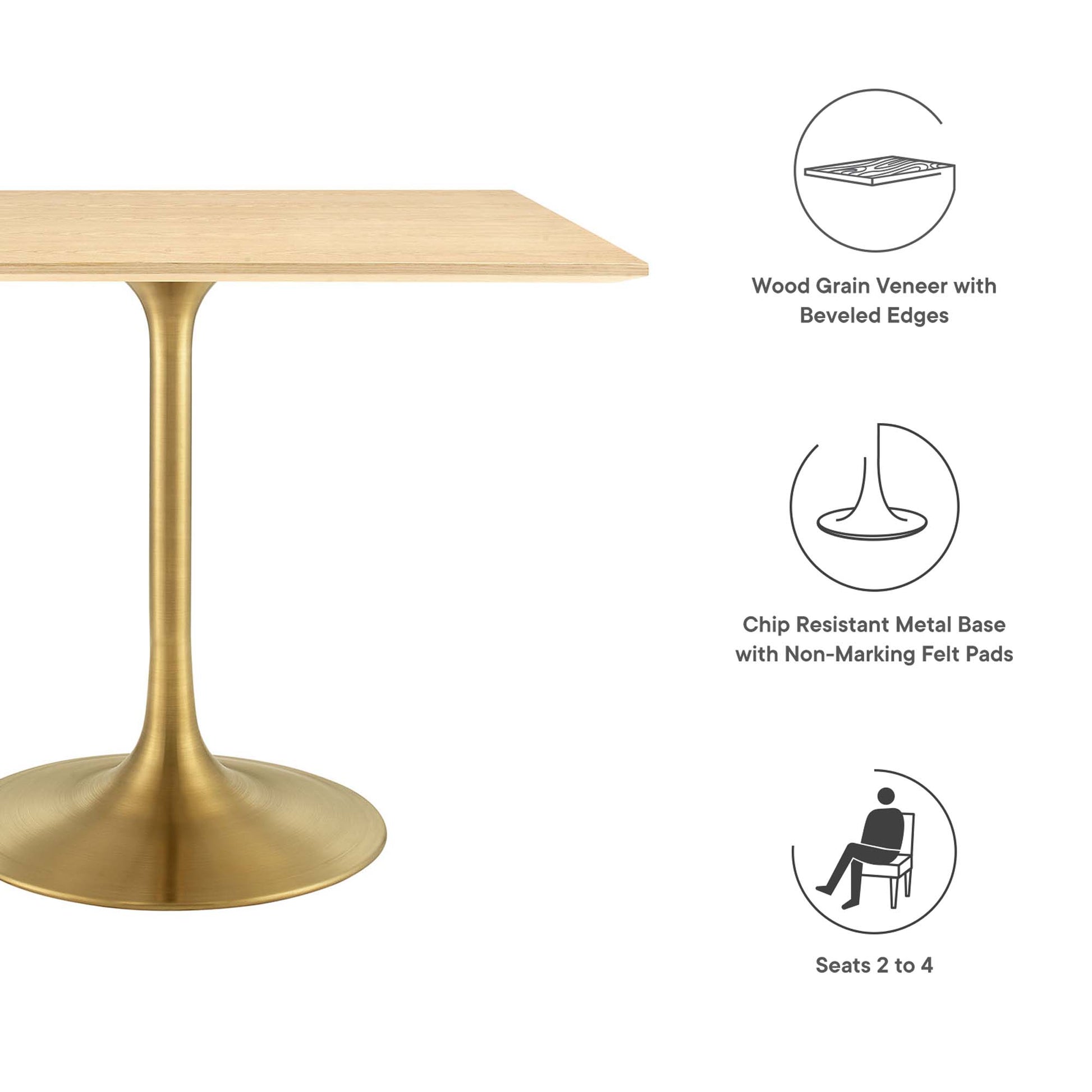 Lippa 36" Square Wood Dining Table