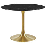 Lippa 40" Round Faux Marble Dining Table - Gold Black