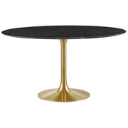 Lippa 54" Round Faux Marble Dining Table - Gold Black