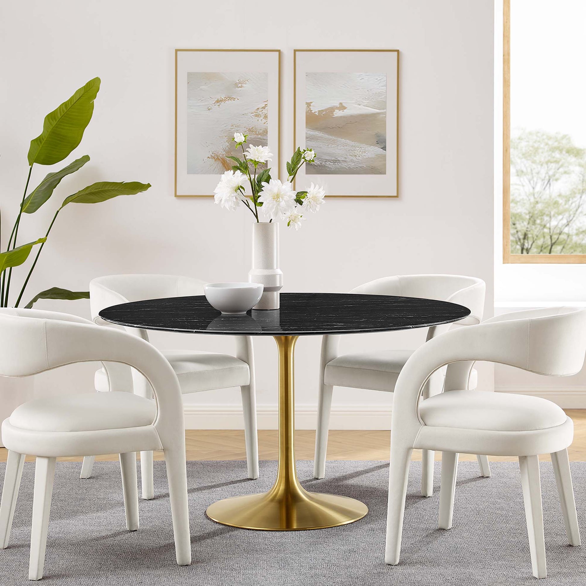 Lippa 54" Round Faux Marble Dining Table