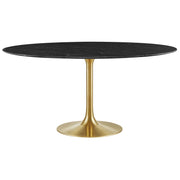 Lippa 60" Round Faux Marble Dining Table - Gold Black