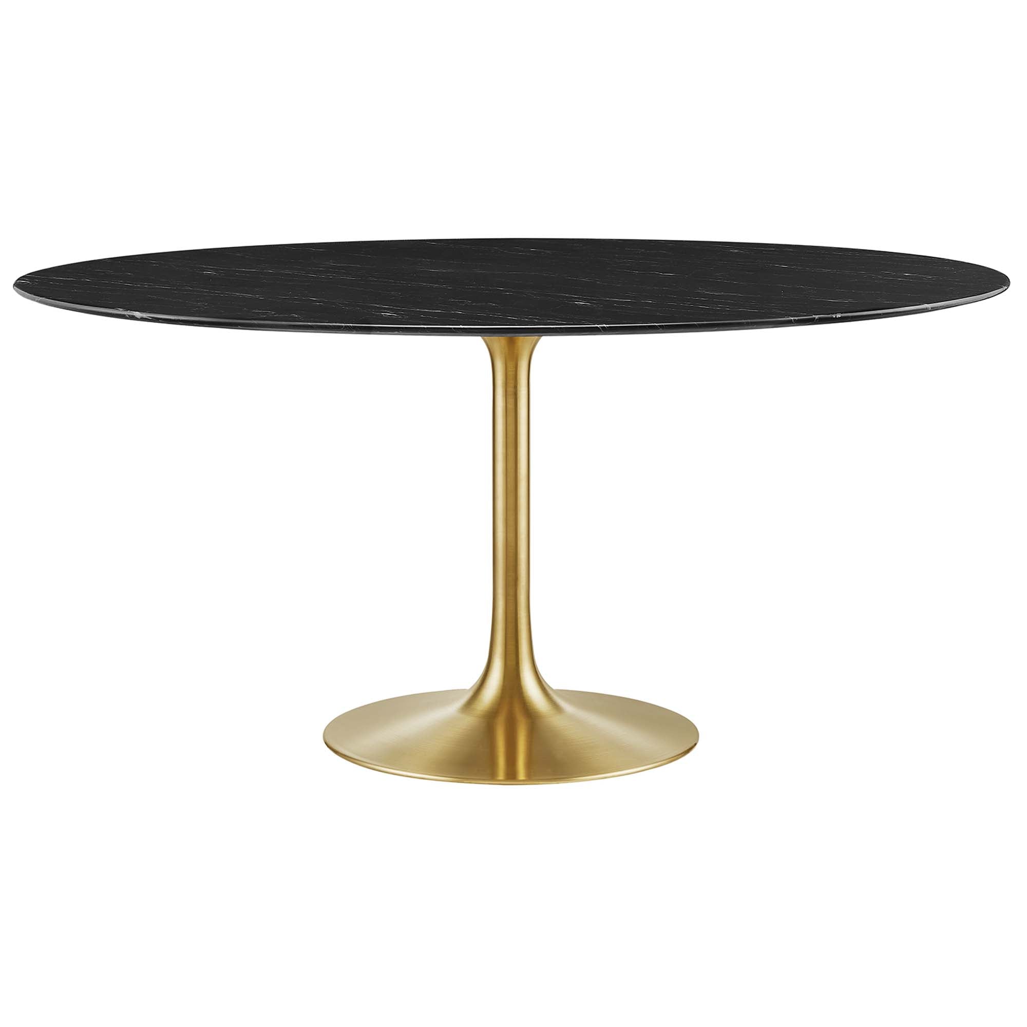 Lippa 60" Round Faux Marble Dining Table - Gold Black