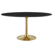 Lippa 60" Oval Faux Marble Dining Table - Gold Black