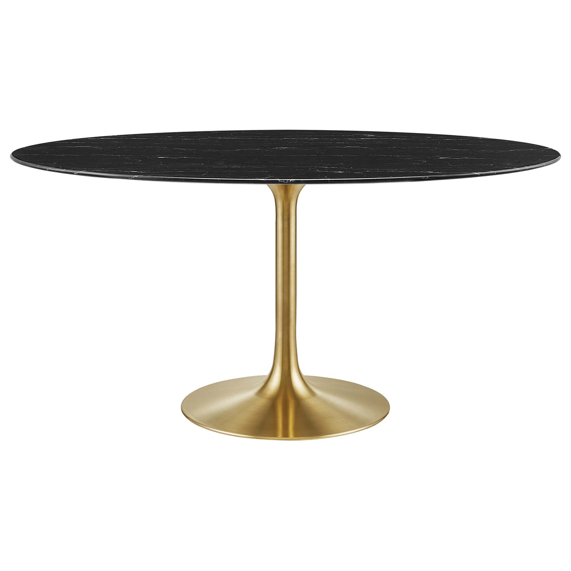 Lippa 60" Oval Faux Marble Dining Table - Gold Black