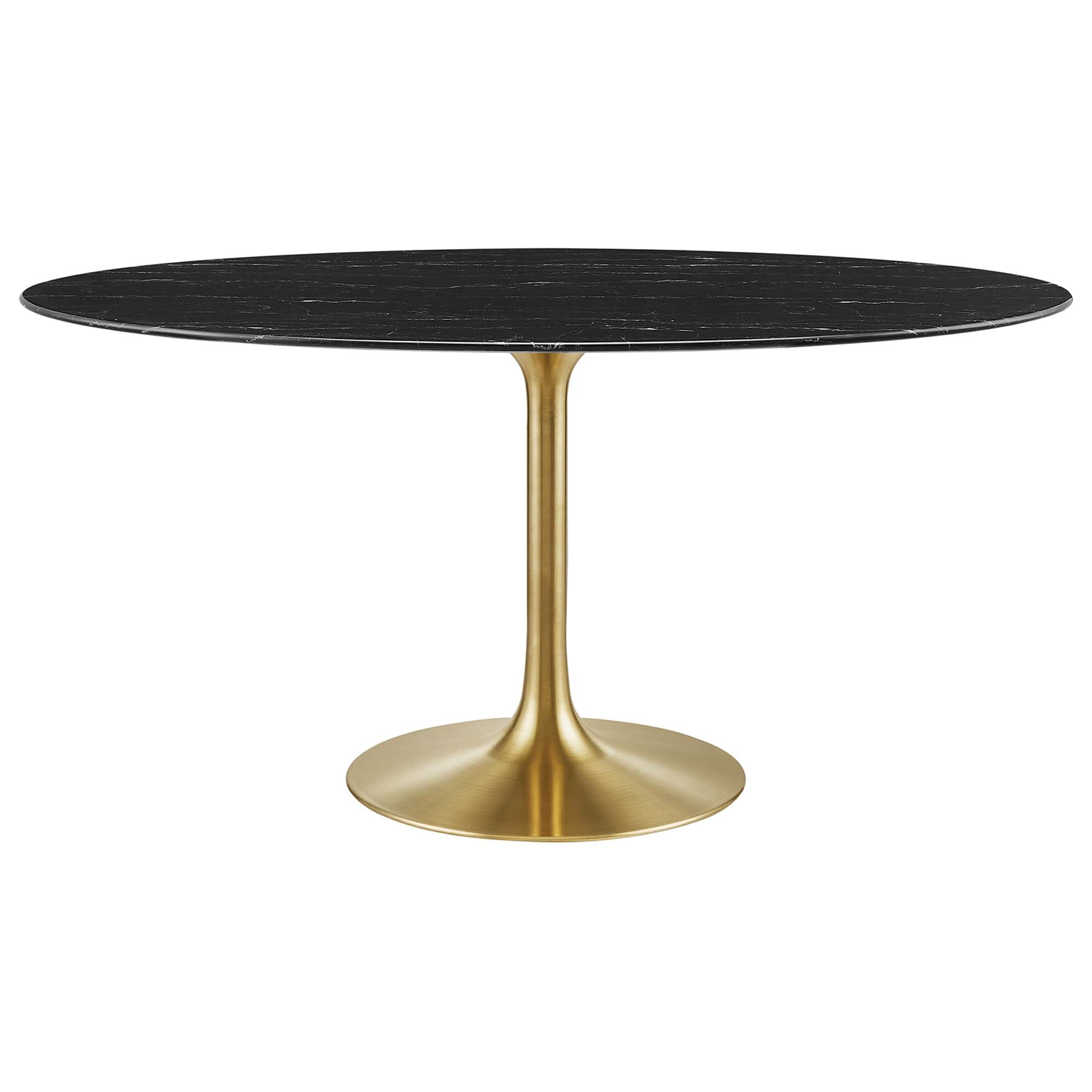 Lippa 60" Oval Faux Marble Dining Table - Gold Black