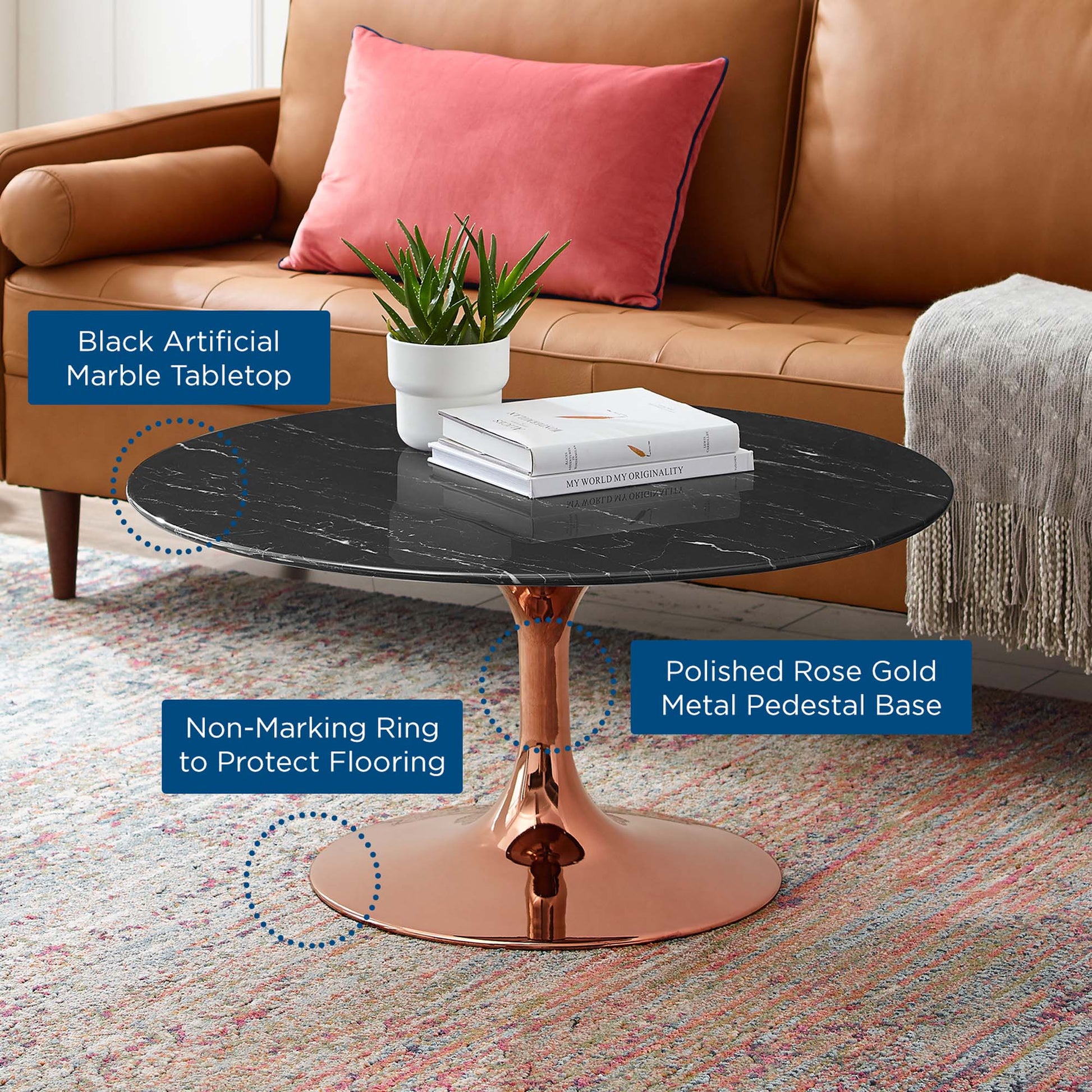 Lippa 36" Faux Marble Coffee Table