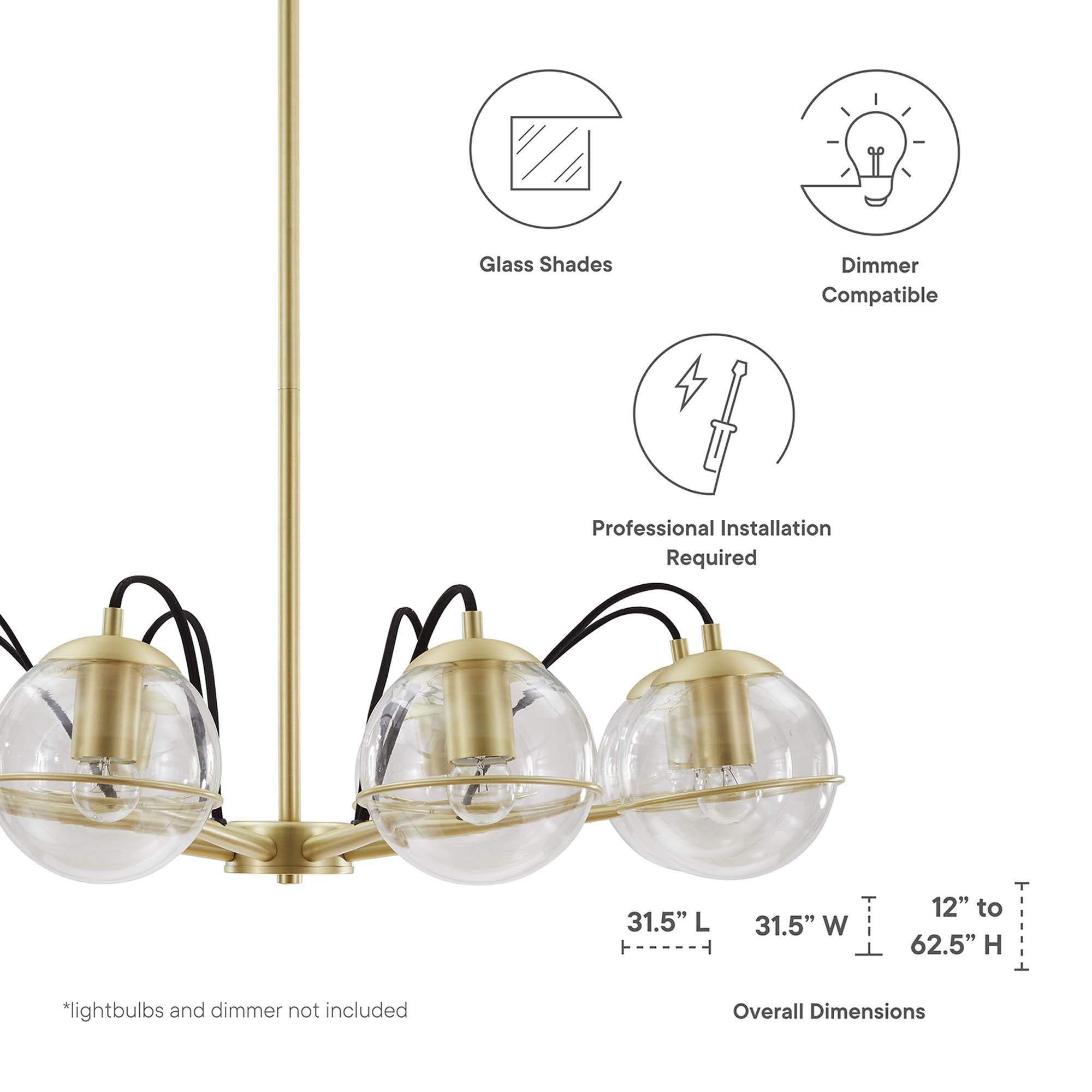Hanna 8-Light Chandelier - Opal Gold