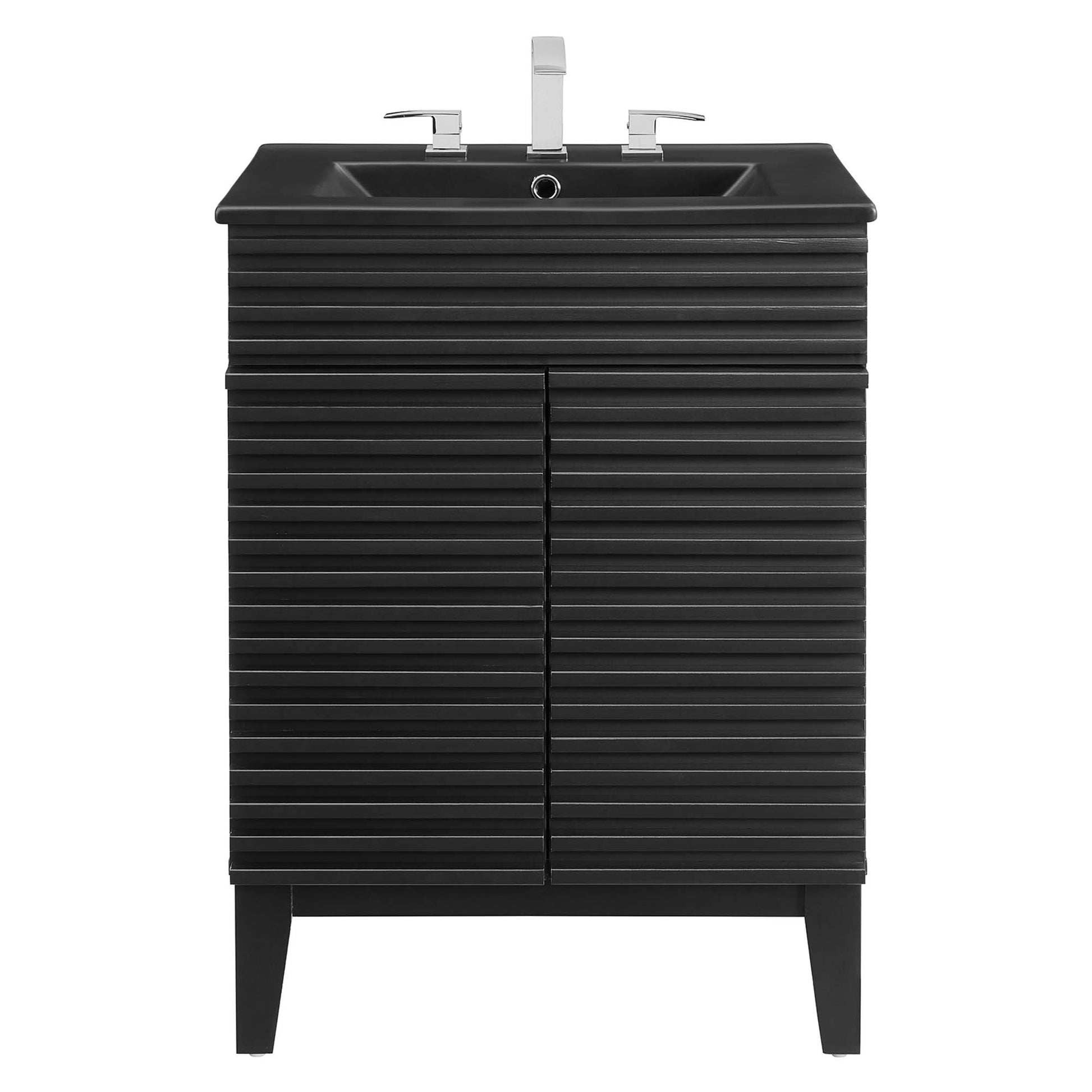 Render Bathroom Vanity with Black Basin Included - Walnut Black