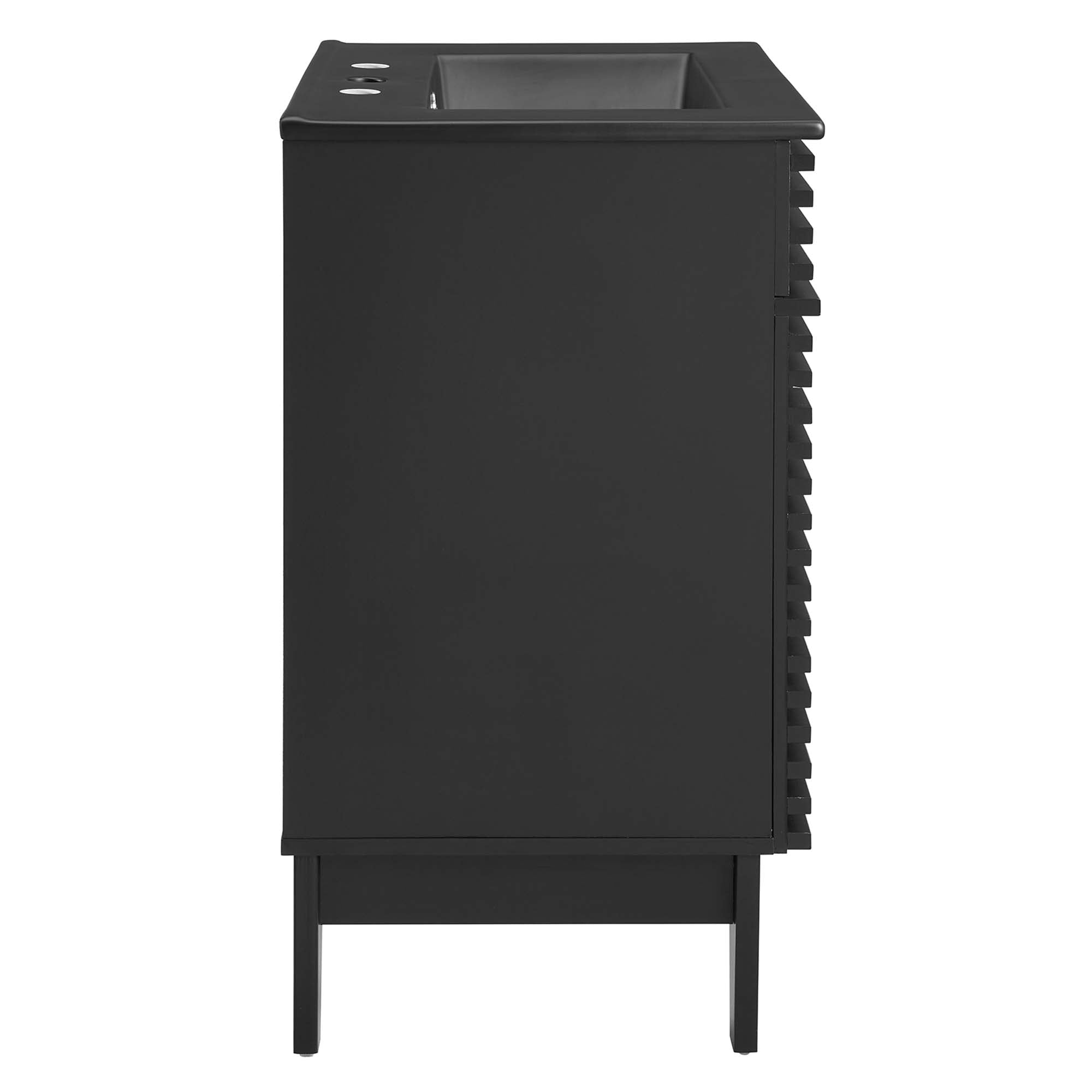Render Bathroom Vanity with Black Basin Included - White Walnut Black
