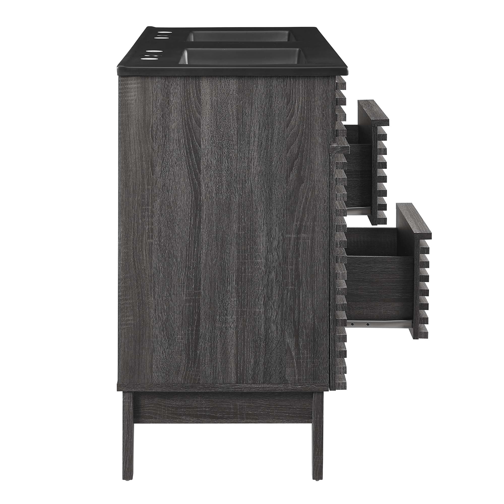 Render 48" Bathroom  Vanity with Black Basin Included - White Black