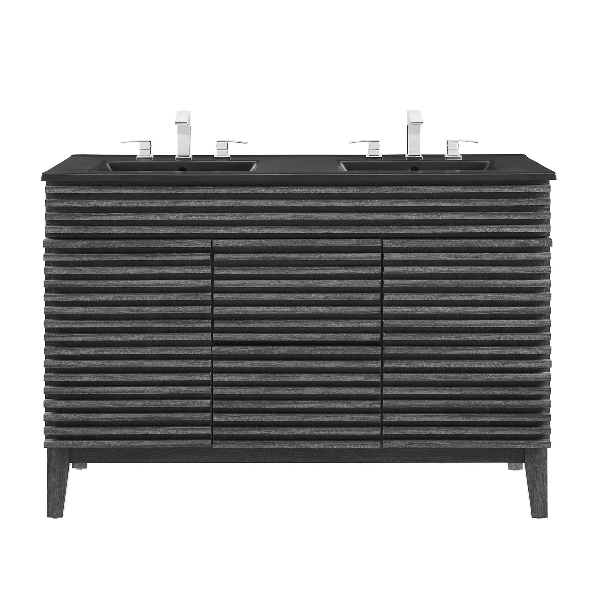 Render 48" Bathroom  Vanity with Black Basin Included - White Walnut Black