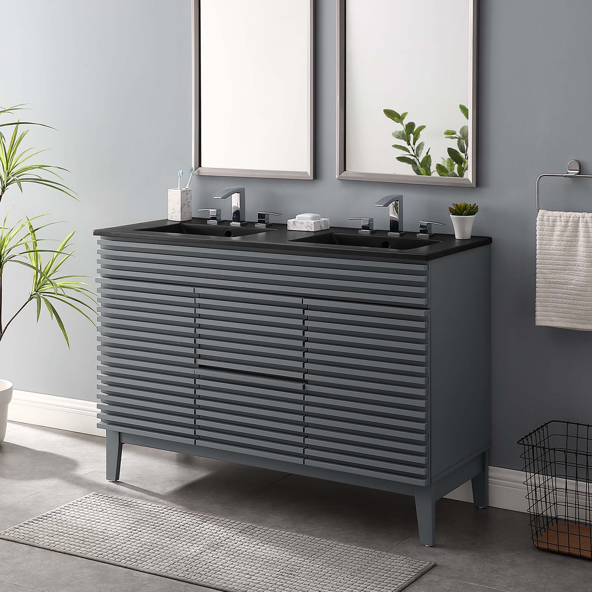 Render 48" Bathroom  Vanity with Black Basin Included