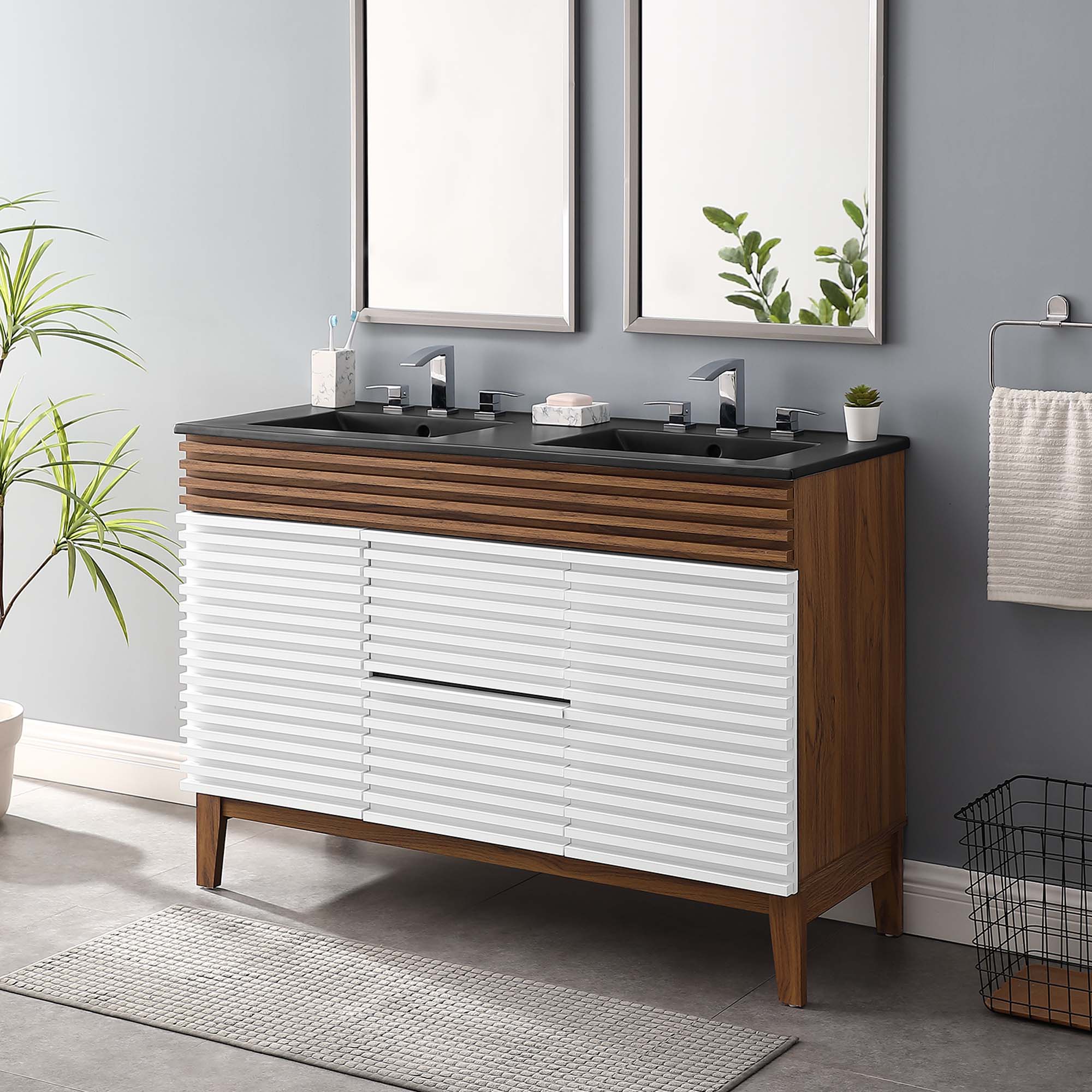 Render 48" Bathroom  Vanity with Black Basin Included
