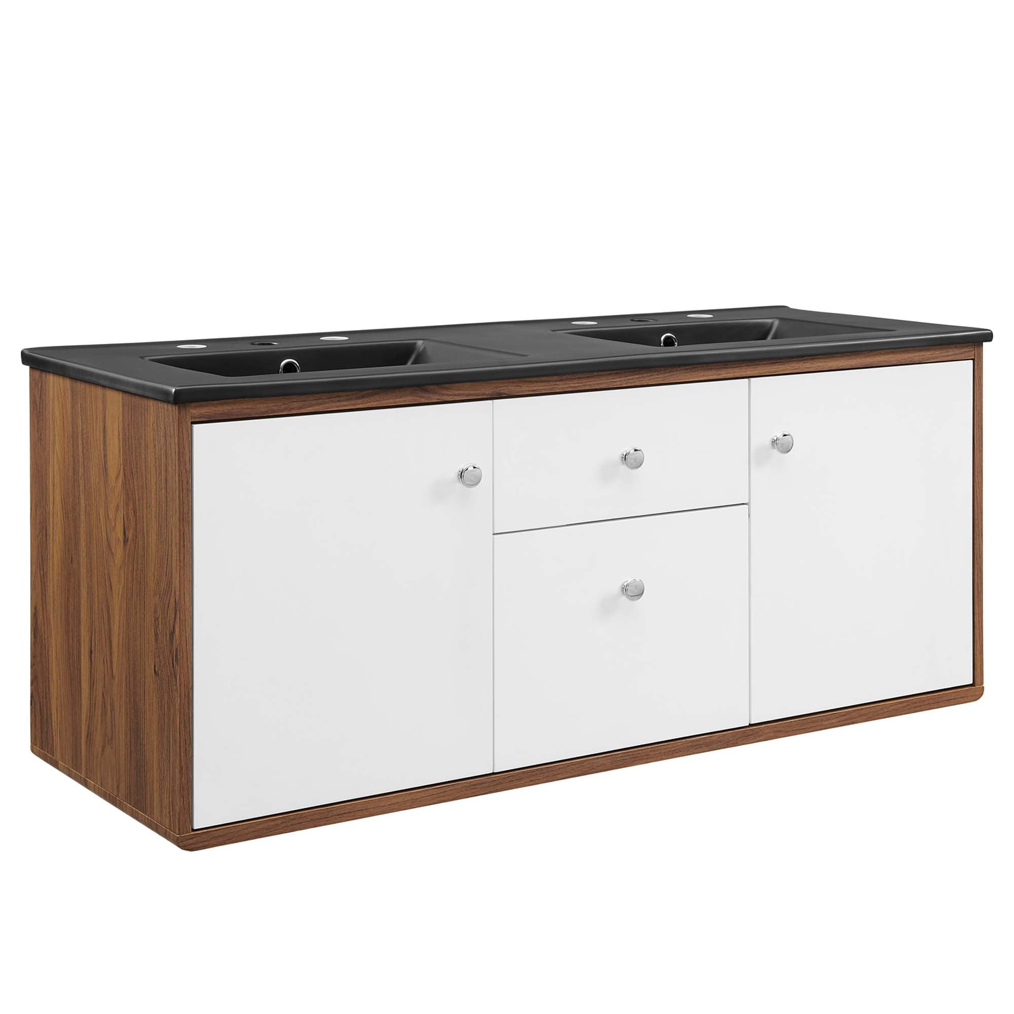 Transmit 48" Wall-Mount Bathroom Vanity - Walnut Black