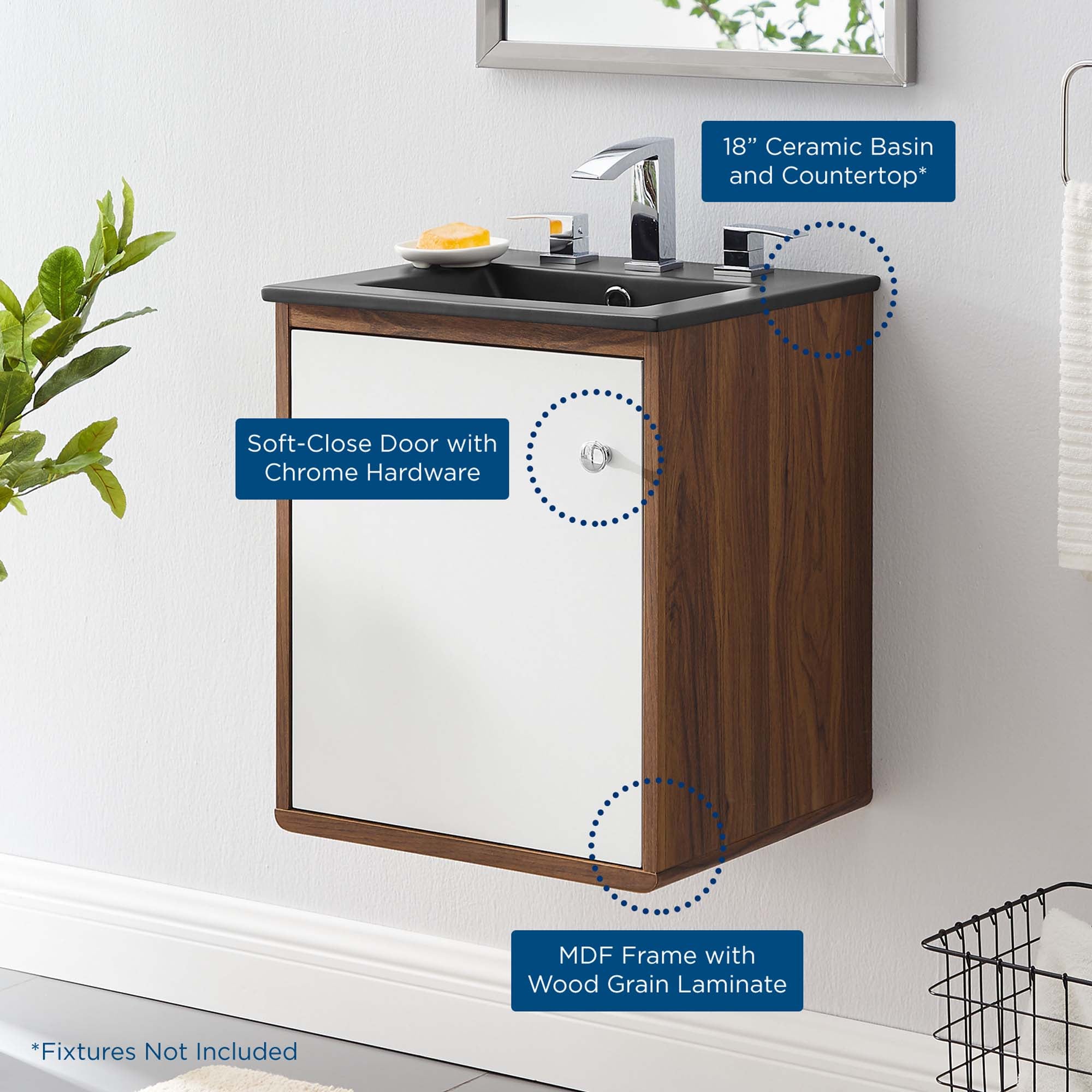 Transmit 18" Wall-Mount Bathroom Vanity