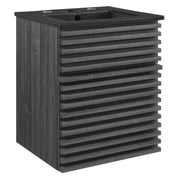 Render Wall-Mount Bathroom Vanity with Black Basin Included - Charcoal Black