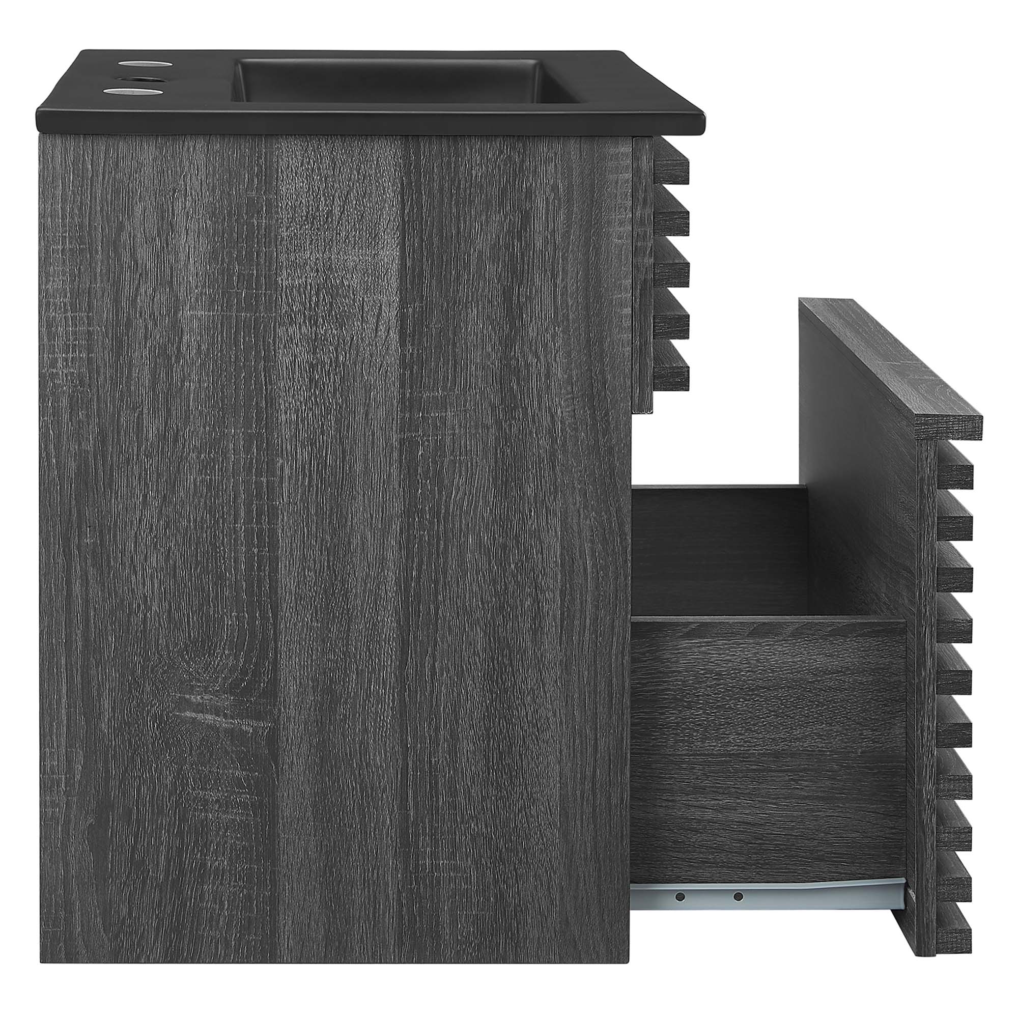 Render Wall-Mount Bathroom Vanity with Black Basin Included - Walnut Black
