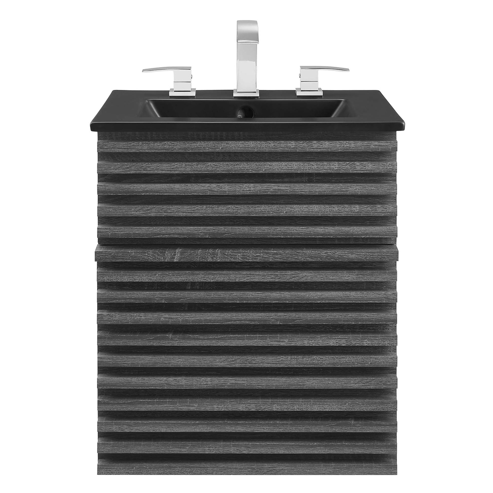 Render Wall-Mount Bathroom Vanity with Black Basin Included - White Walnut Black