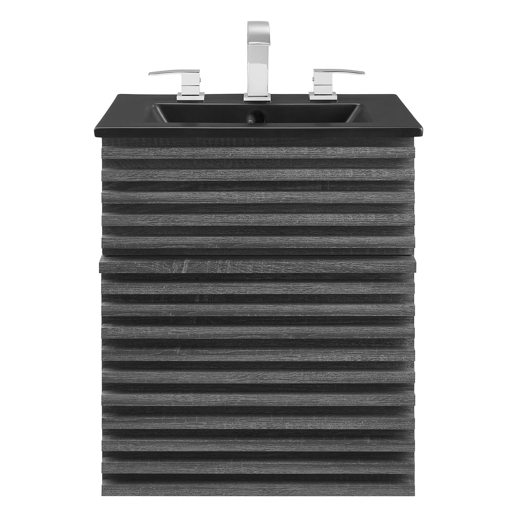 Render Wall-Mount Bathroom Vanity with Black Basin Included - White Walnut Black