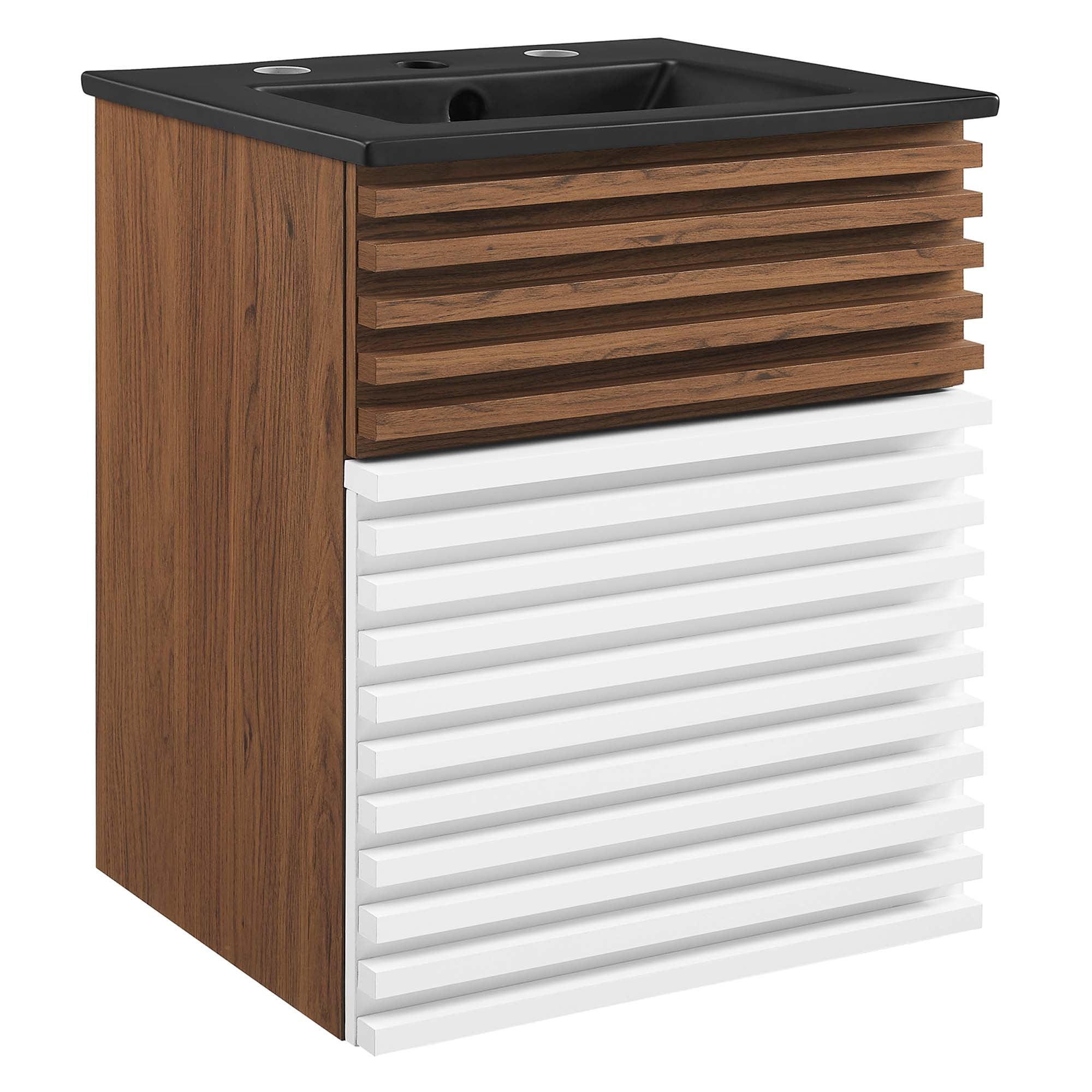 Render Wall-Mount Bathroom Vanity with Black Basin Included