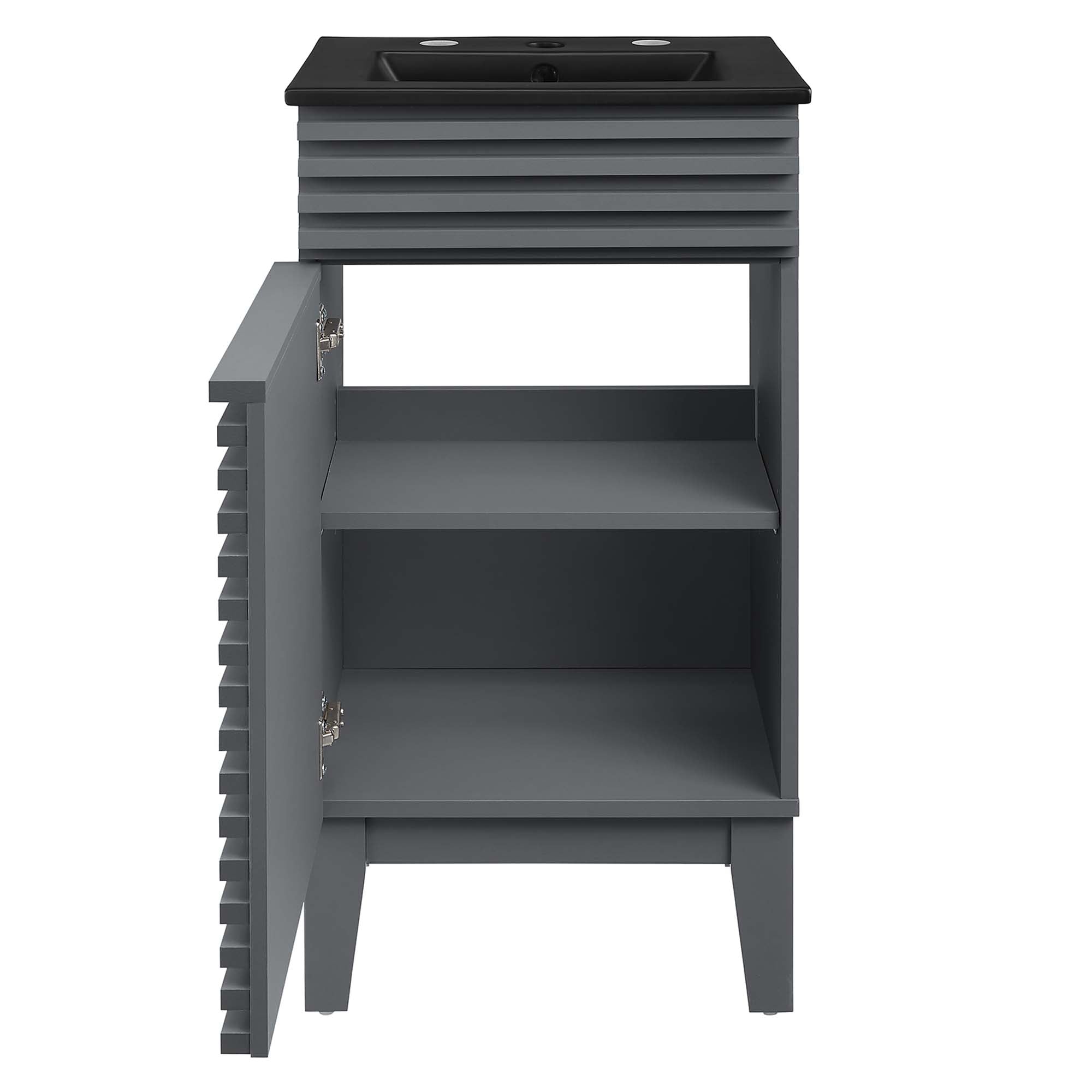 Render 18" Bathroom Vanity - White Walnut Black