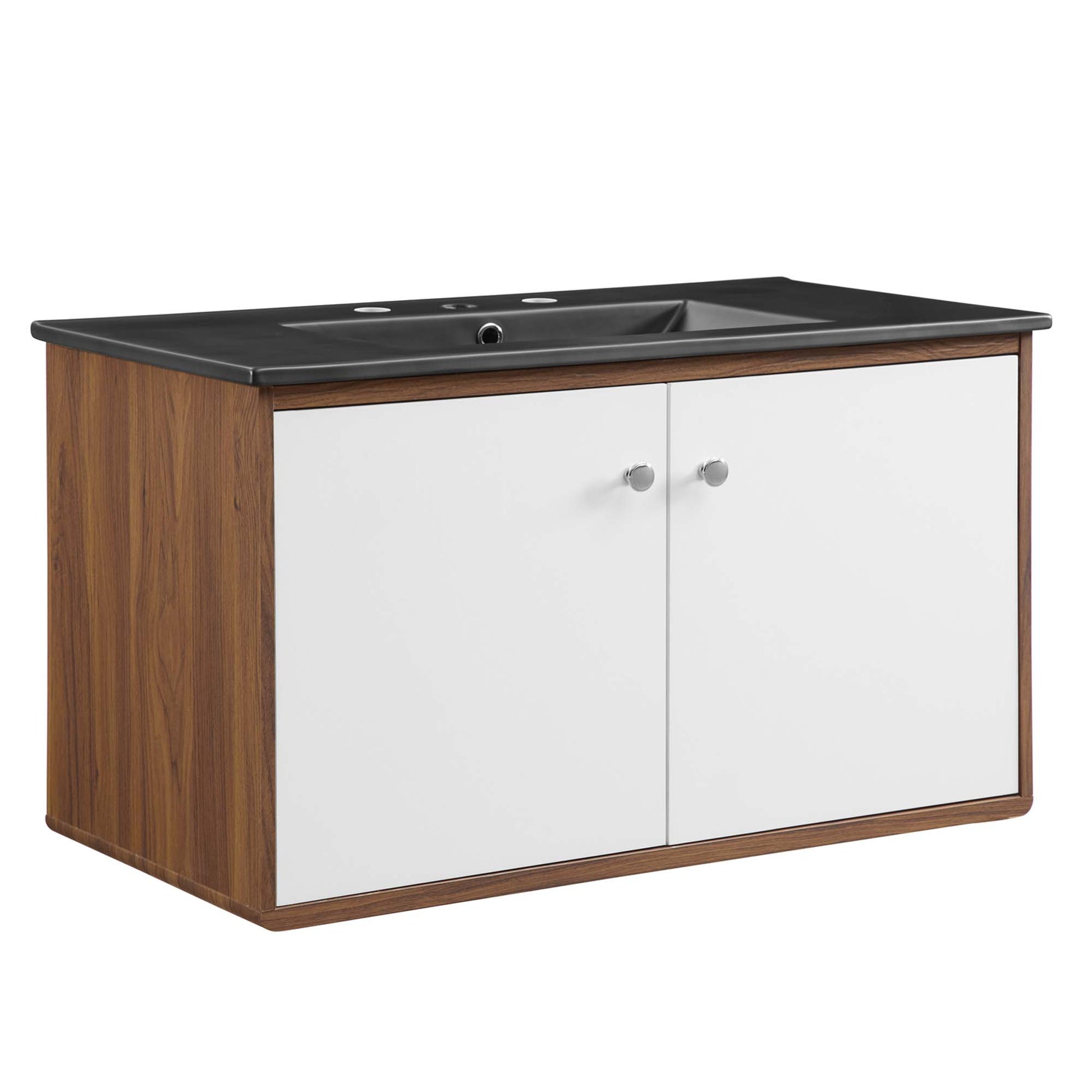 Transmit 36" Wall-Mount Bathroom Vanity - Walnut Black
