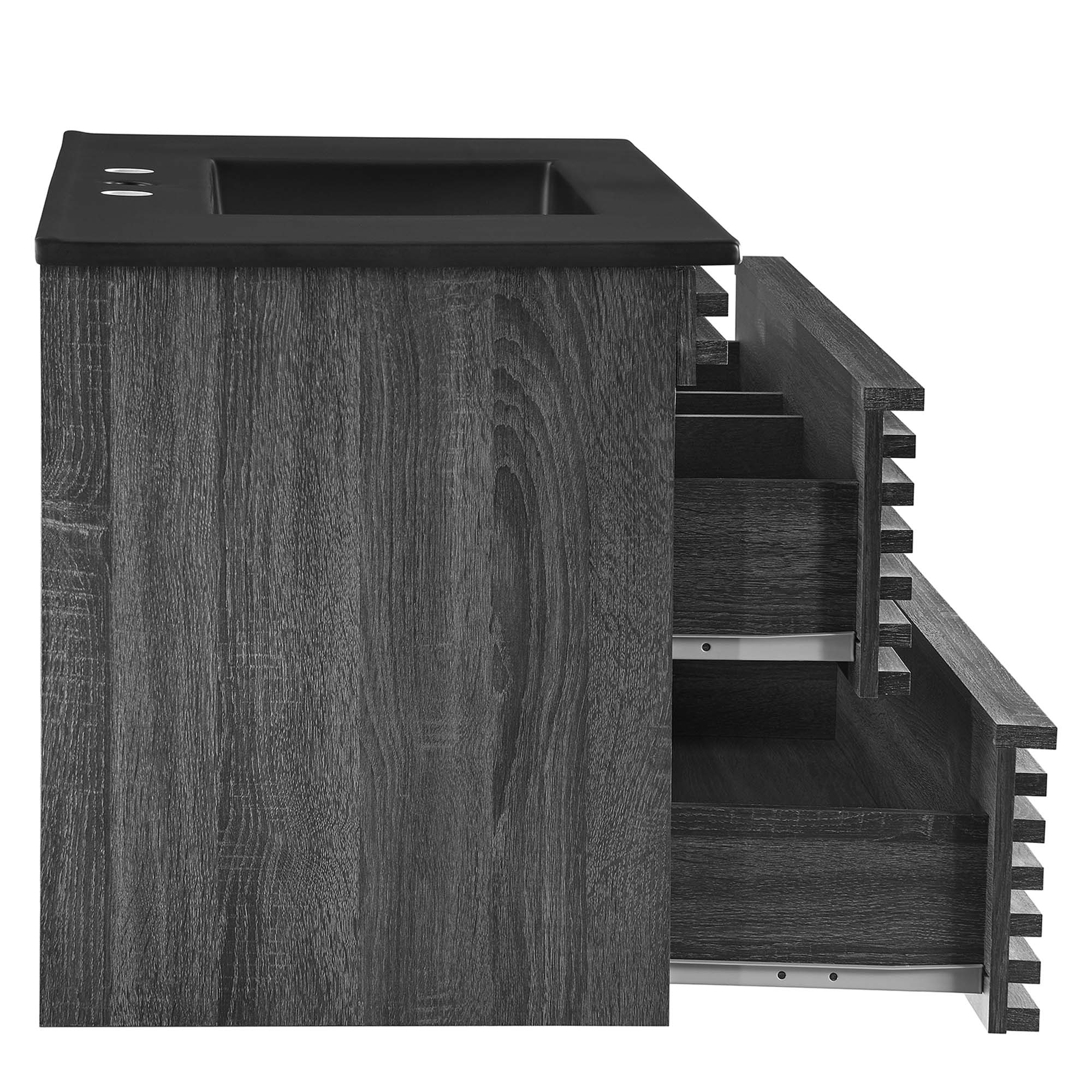 Render 36" Wall-Mount Bathroom Vanity - White Walnut Black