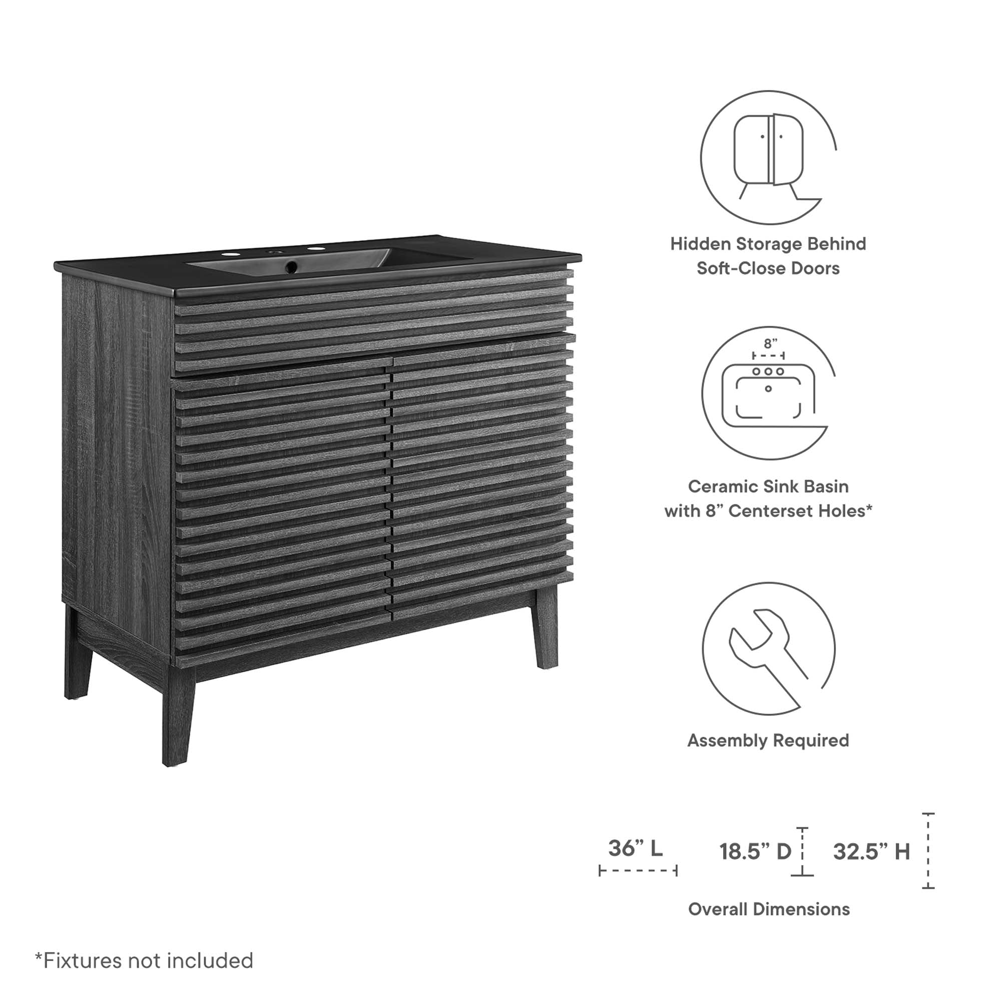 Render 36" Bathroom Vanity - Gray Black