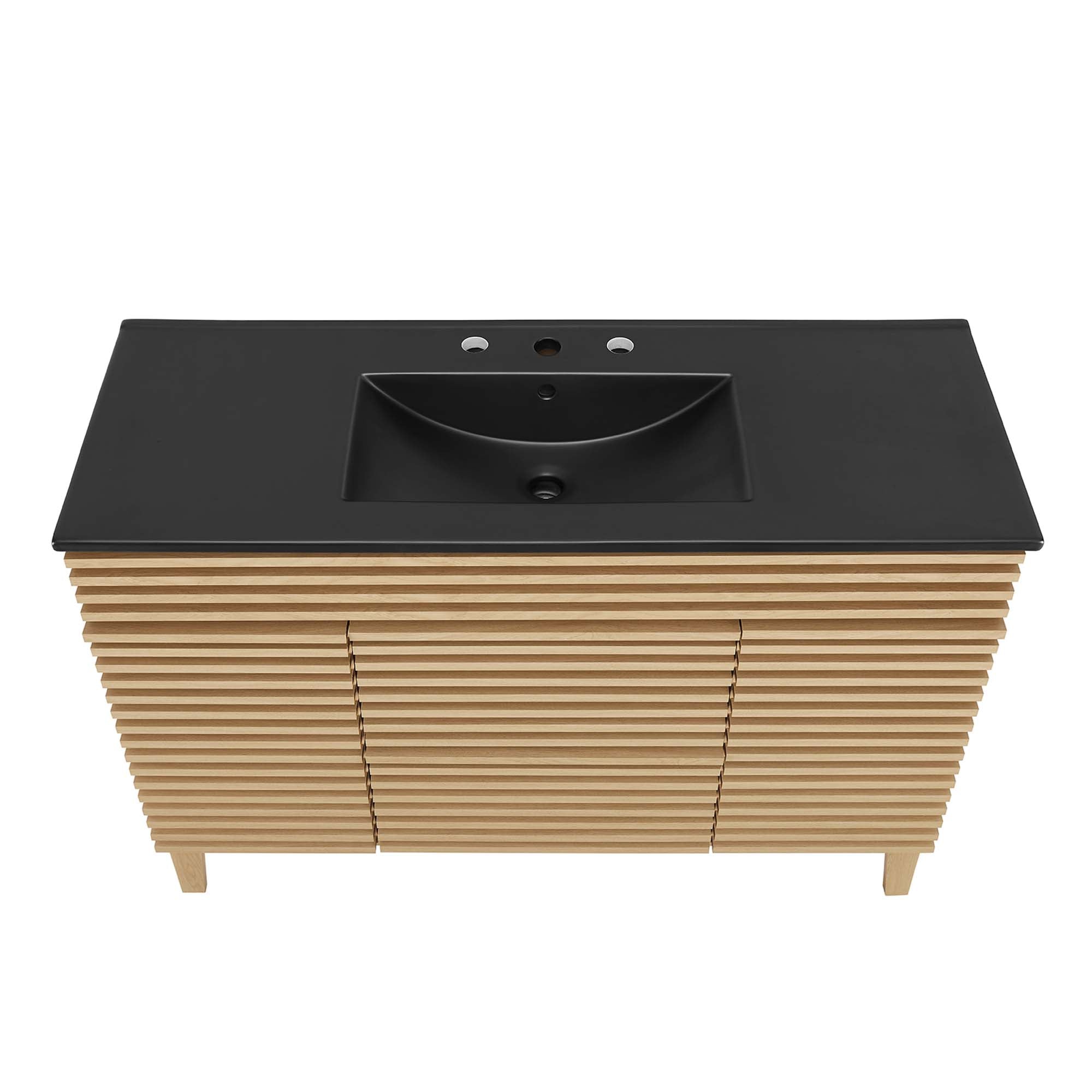 Render 48" Single Sink Bathroom Vanity - White Walnut Black