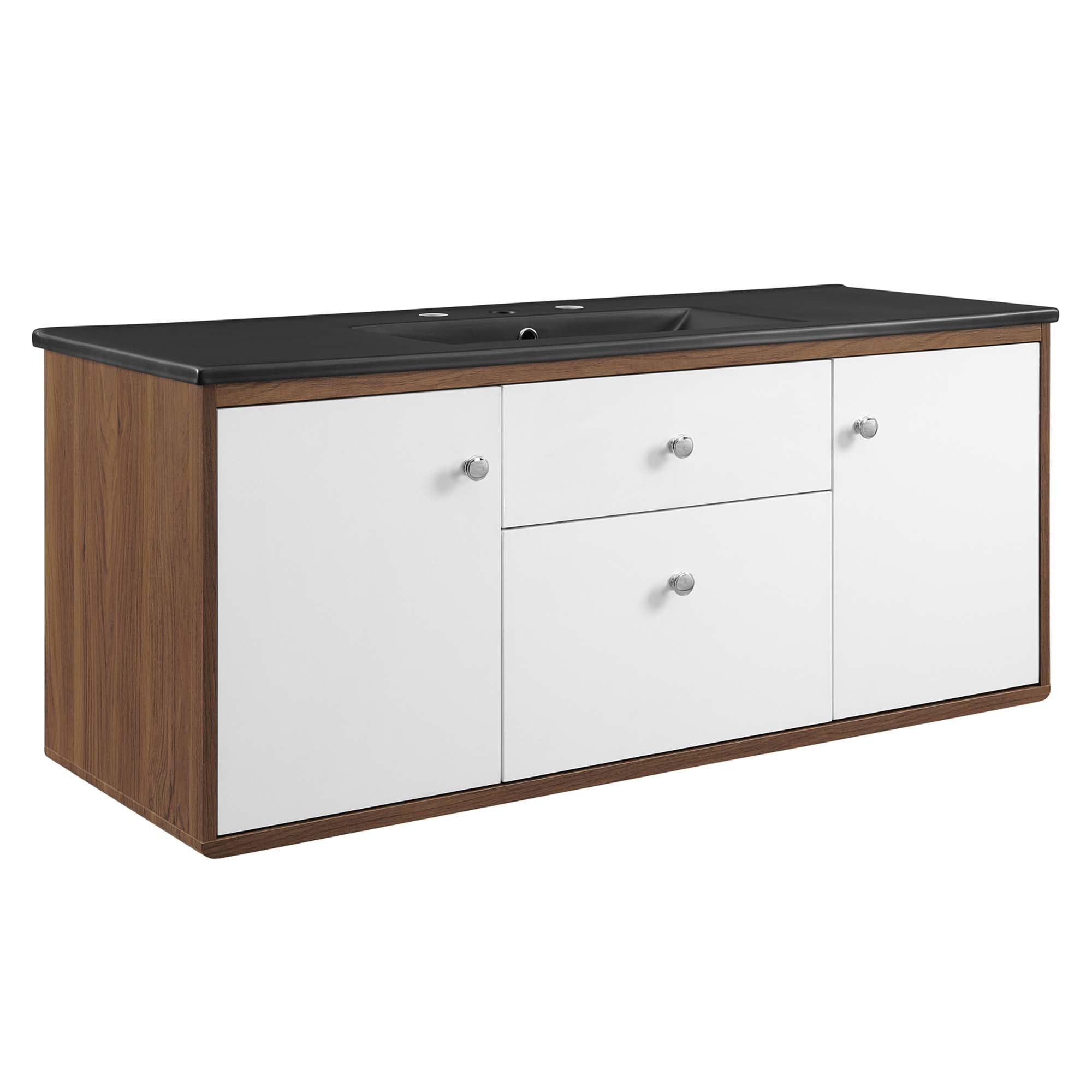Transmit 48" Wall-Mount Bathroom Vanity - Walnut Black
