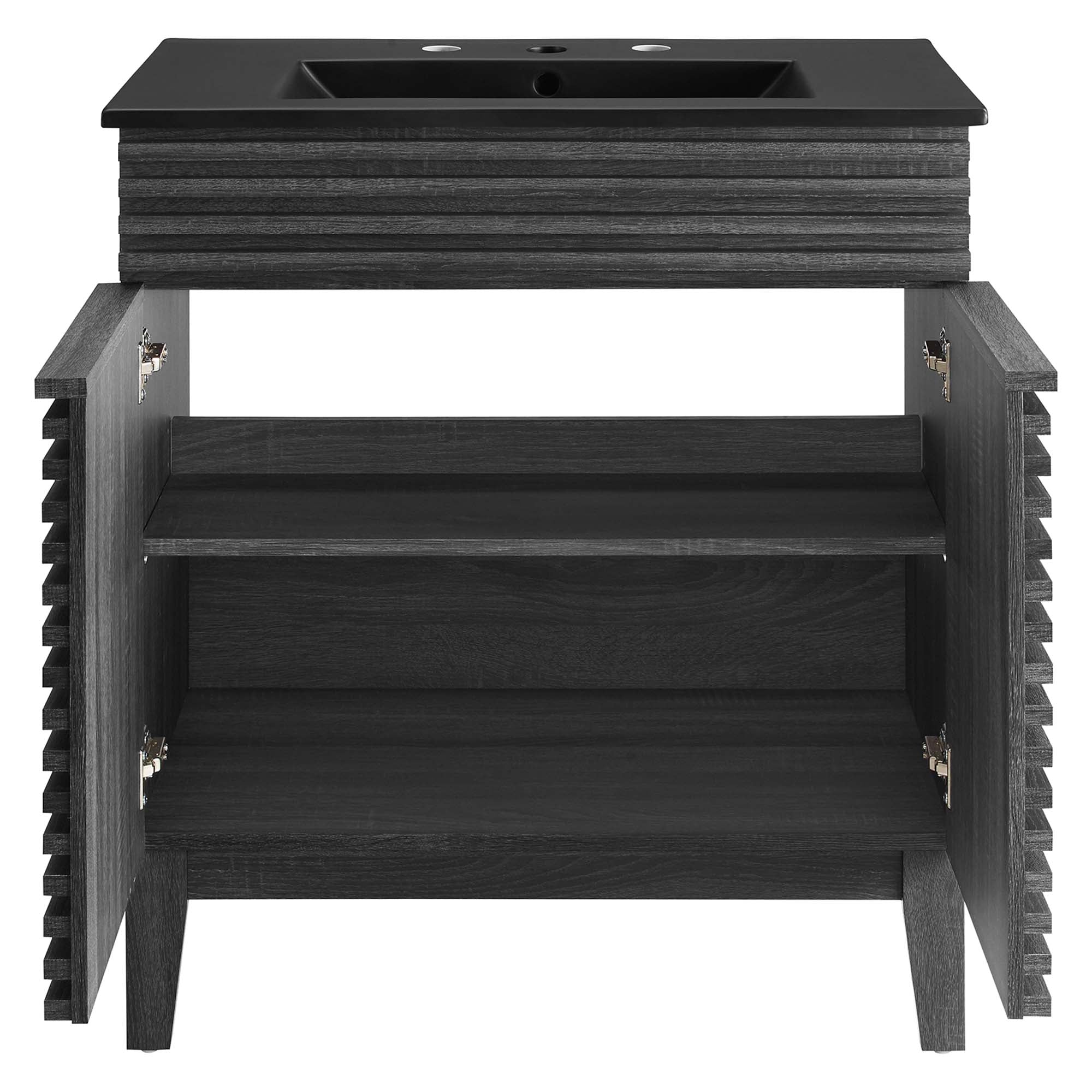 Render 30" Bathroom Vanity - White Walnut Black