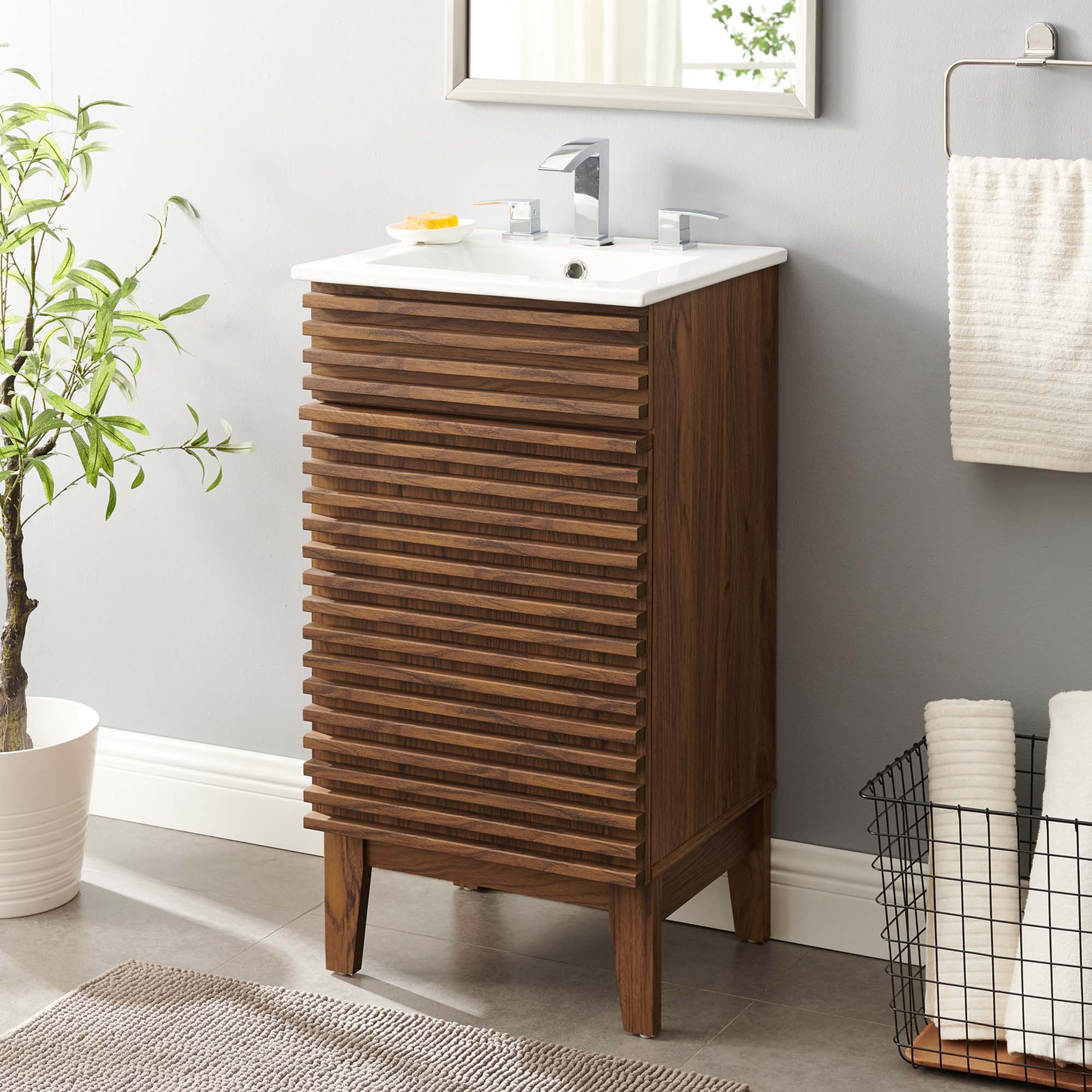 Render 18" and 24" Bathroom Vanities with White Basin Included