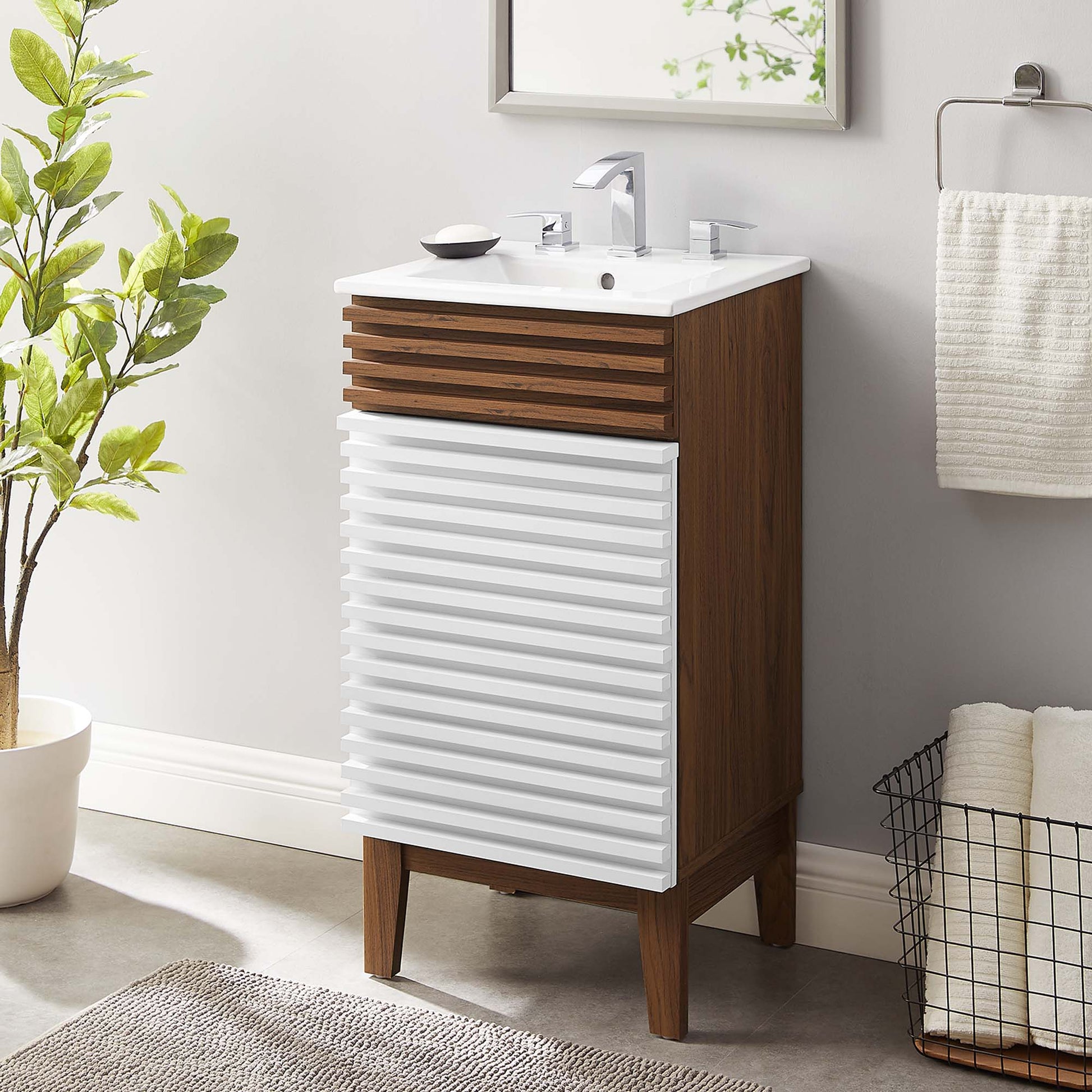 Render 18" and 24" Bathroom Vanities with White Basin Included