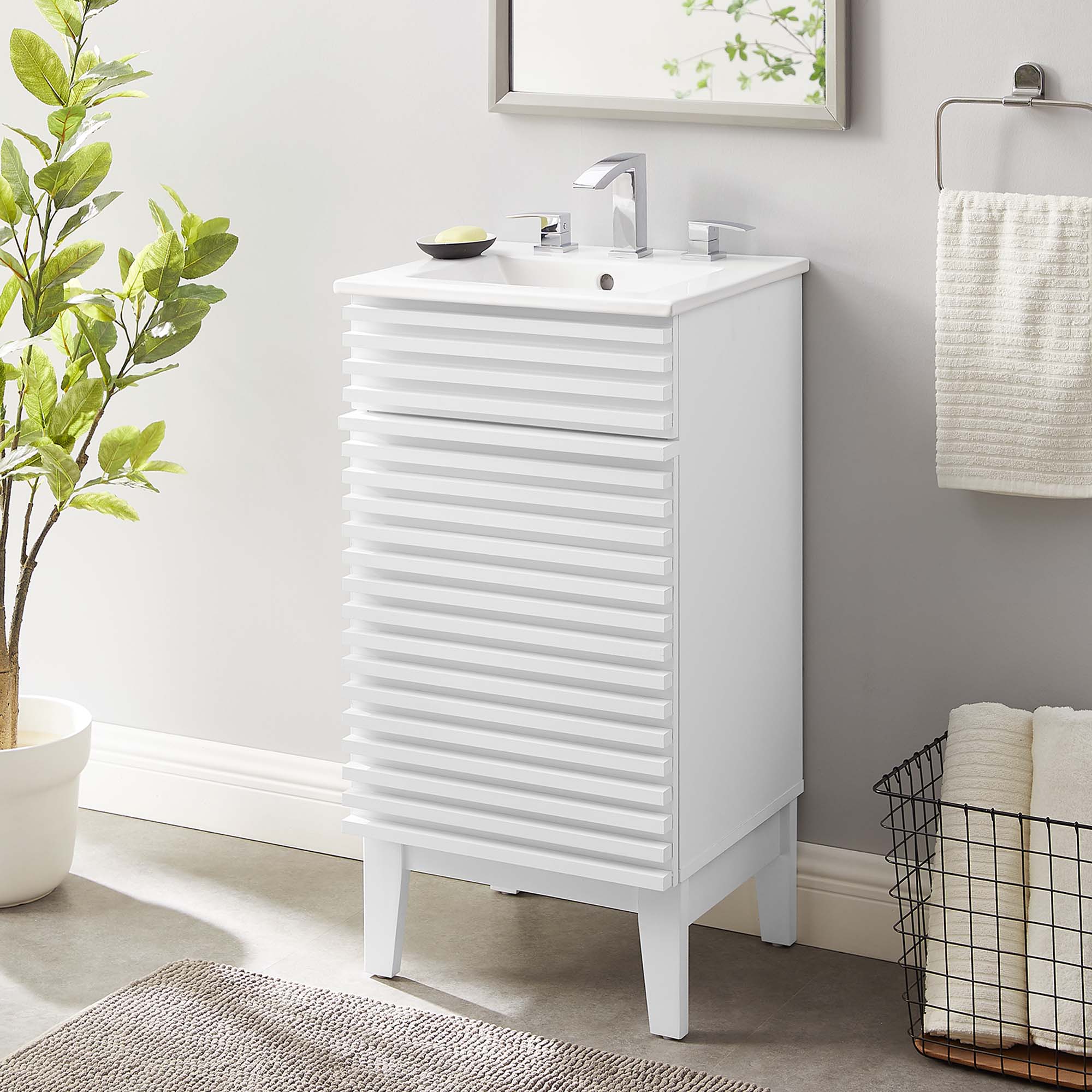 Render 18" and 24" Bathroom Vanities with White Basin Included