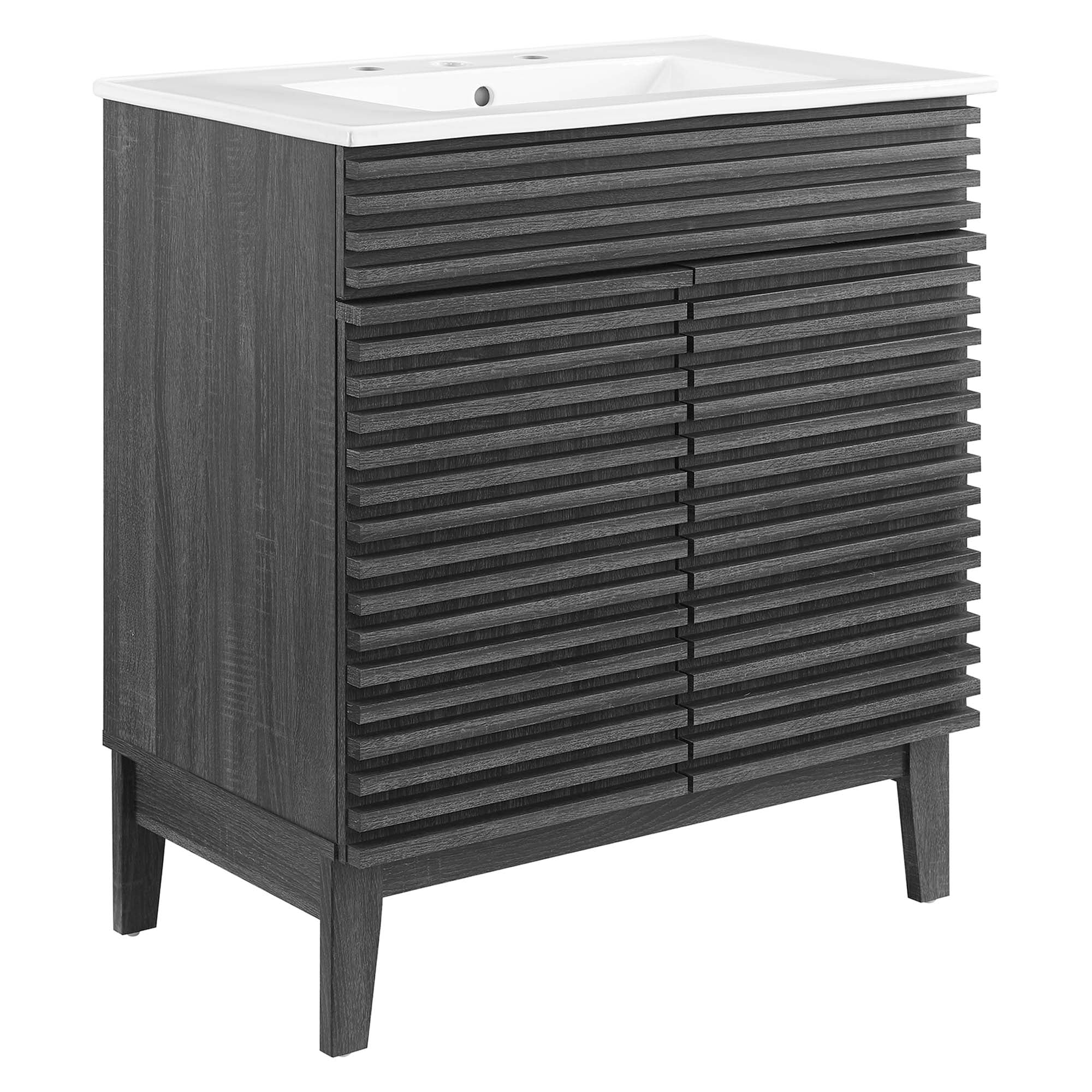 Render 30" and 36" Bathroom Vanities with White Basin Included - Charcoal White
