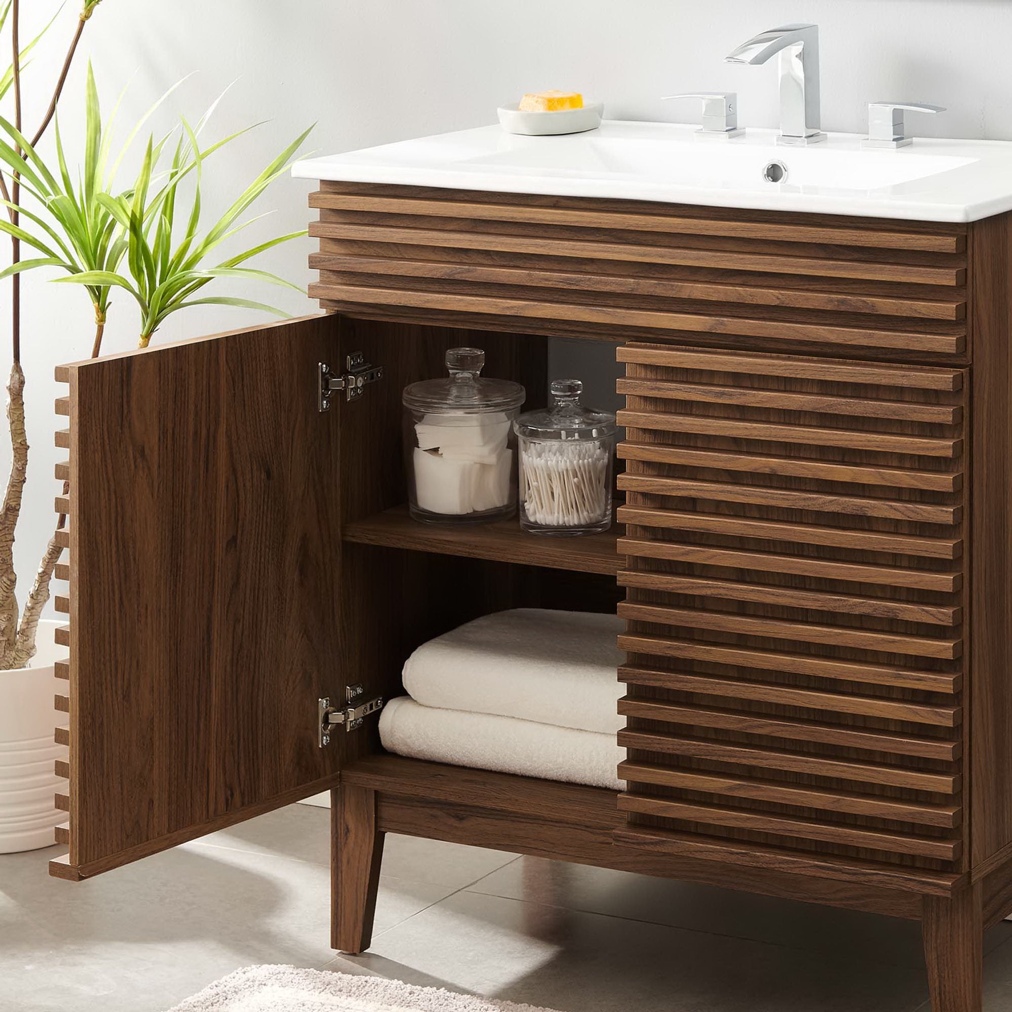 Render 30" and 36" Bathroom Vanities with White Basin Included