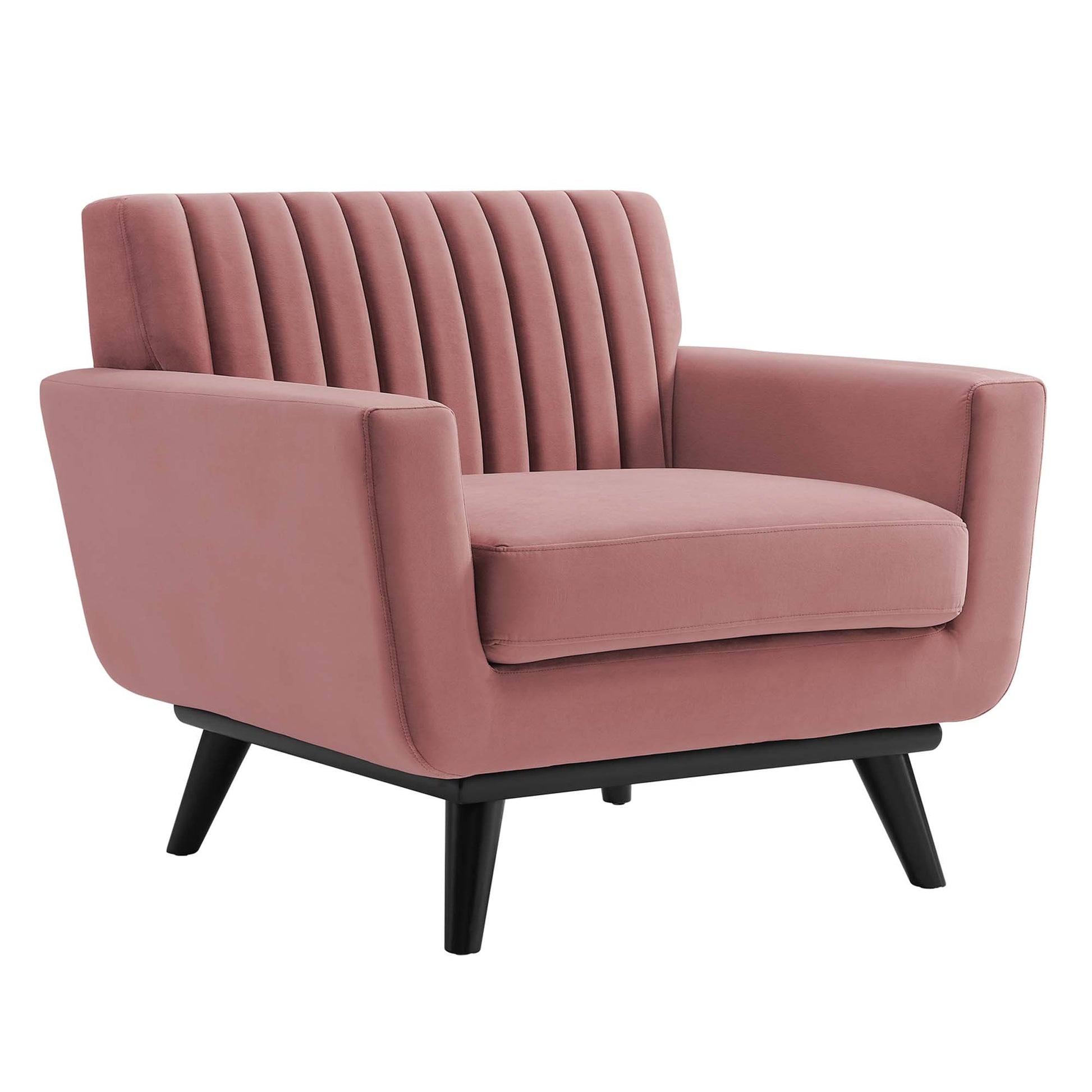 Engage Channel Tufted Performance Velvet Armchair - Dusty Rose
