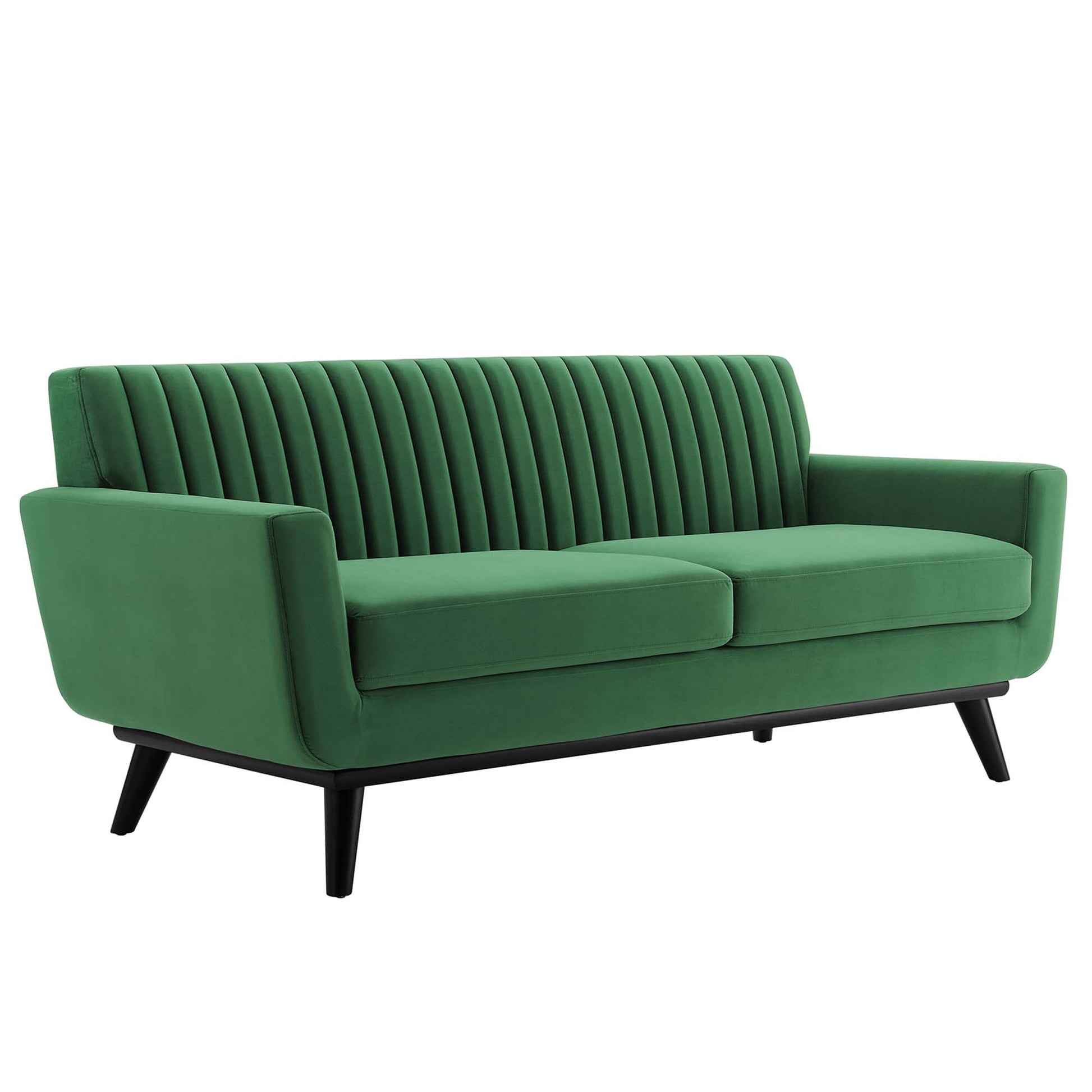 Engage Channel Tufted Performance Velvet Loveseat - Emerald