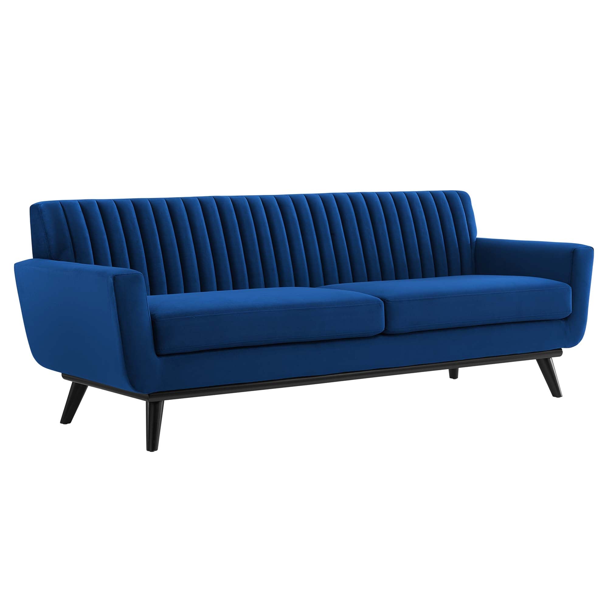 Engage Channel Tufted Performance Velvet Sofa - Navy