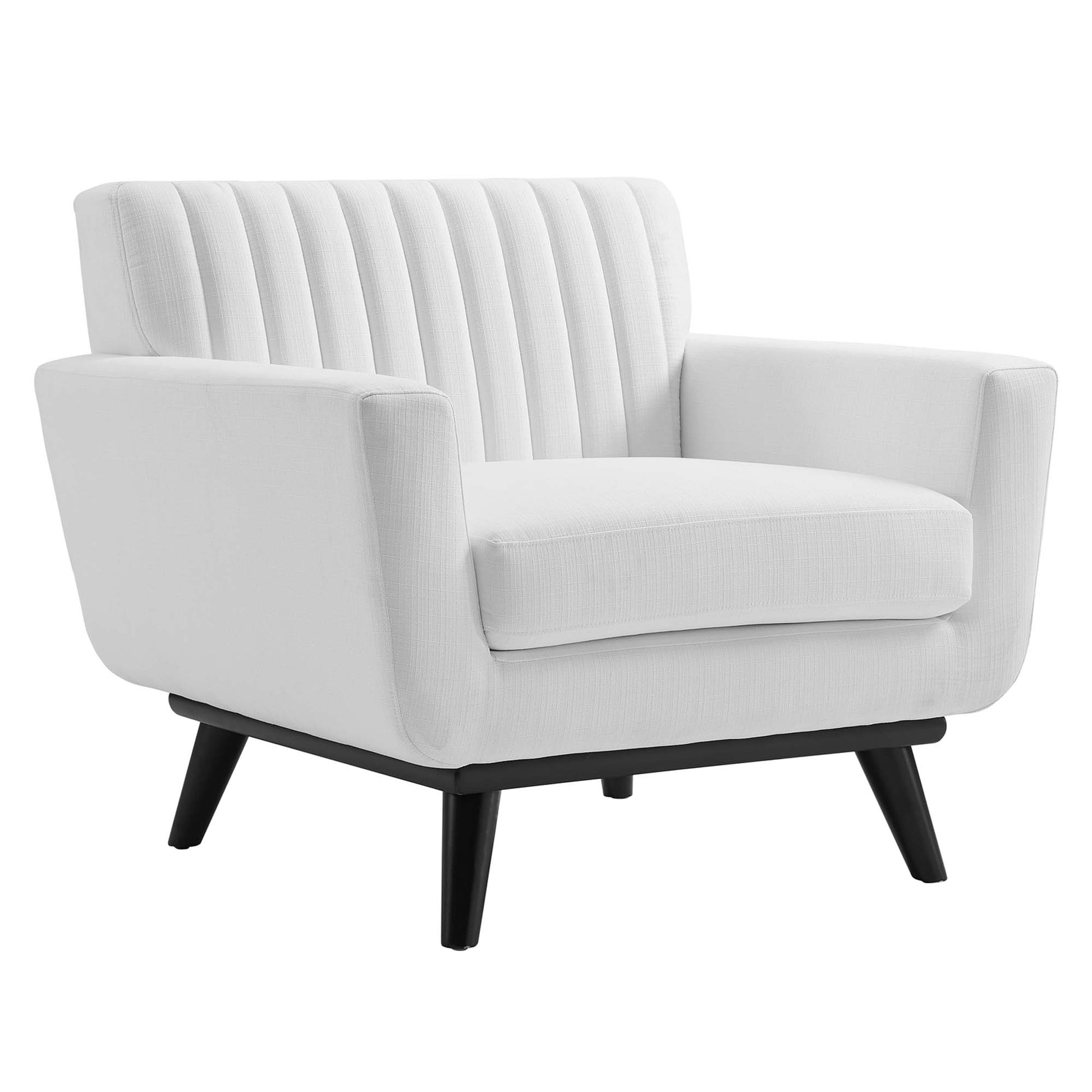 Engage Channel Tufted Fabric Armchair - White