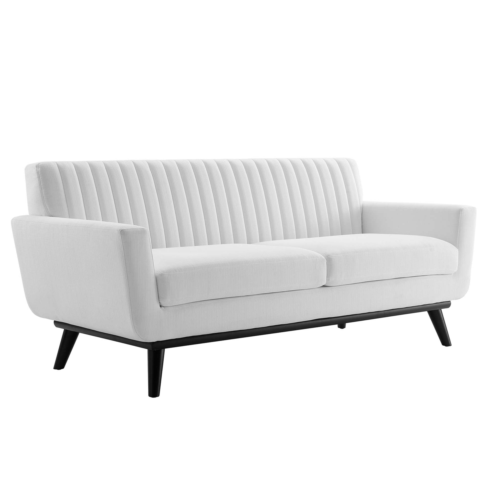 Engage Channel Tufted Fabric Loveseat - White